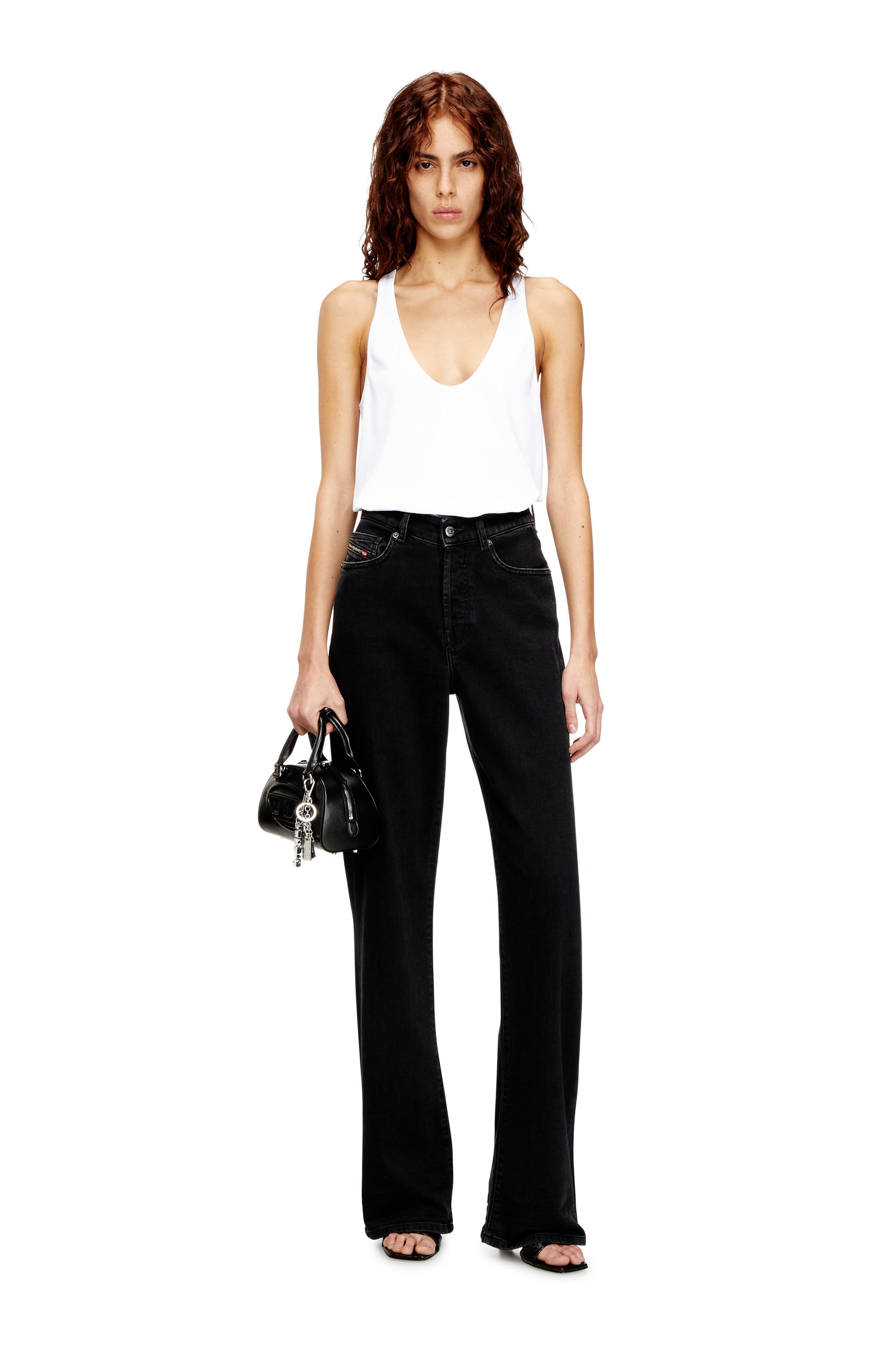 Diesel - T-IPSYA-LKDS, Débardeur côtelé avec Oval D Femme in Blanc - 1