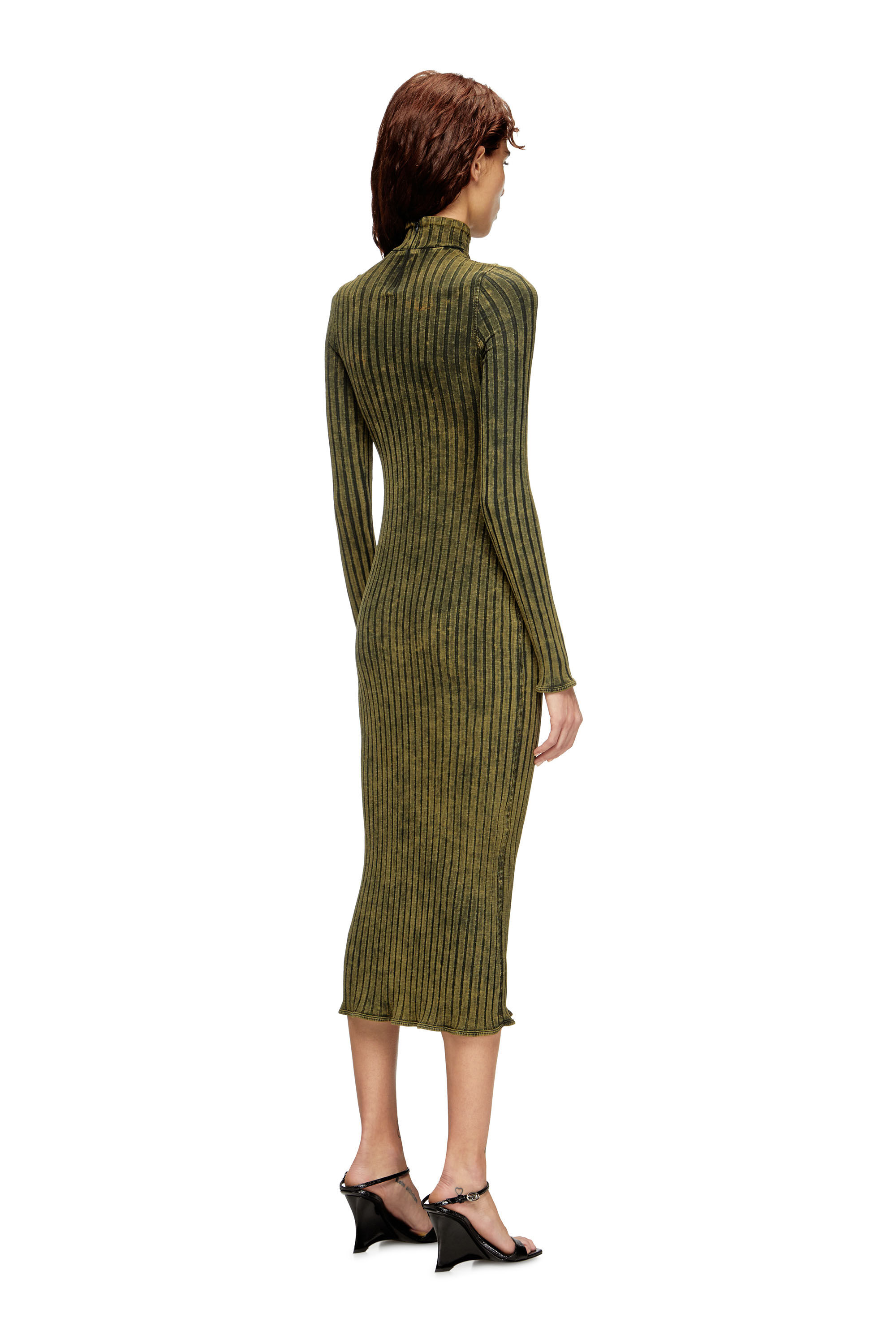 Diesel - D-WAVYA, Abito midi in jersey lavorato a coste ampie Donna in Verde - 4