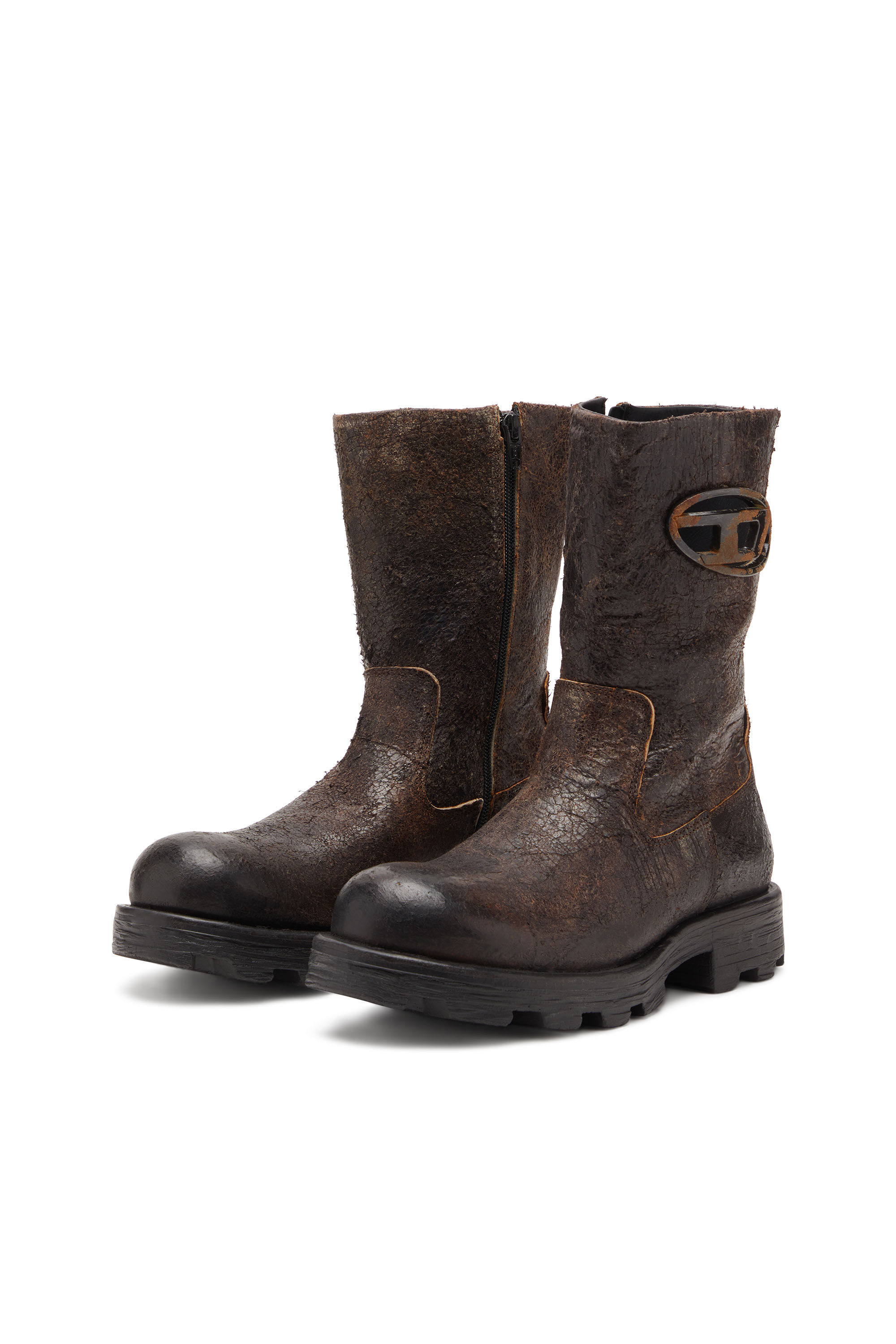 Diesel - D-HAMMER BKR D W, D-Hammer-Bottes de motard en suède craquelé vieilli Femme in ToBeDefined - 8