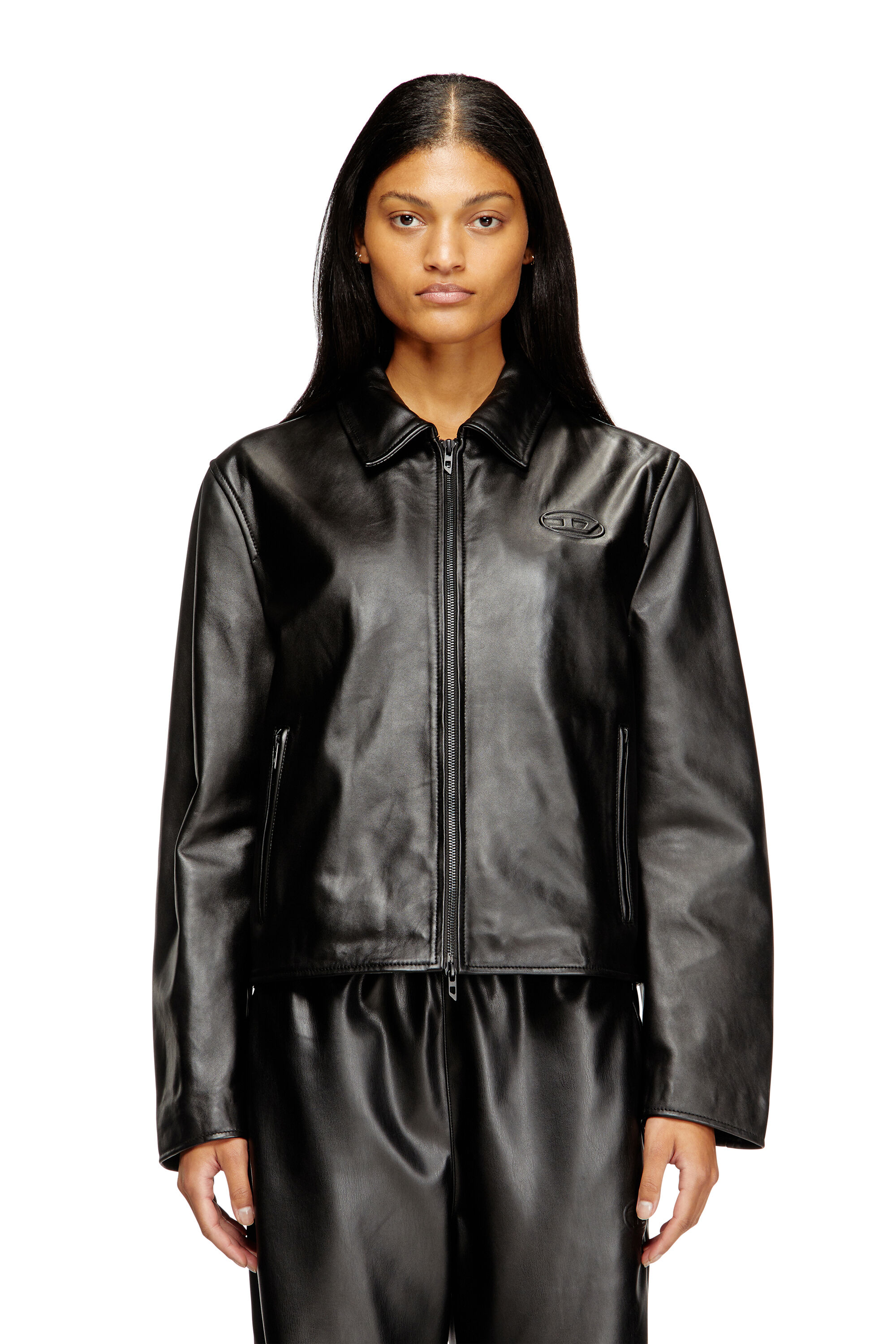 Diesel - L-AMAR-FEM-S2, Veste de coach en cuir Femme in Noir - 3