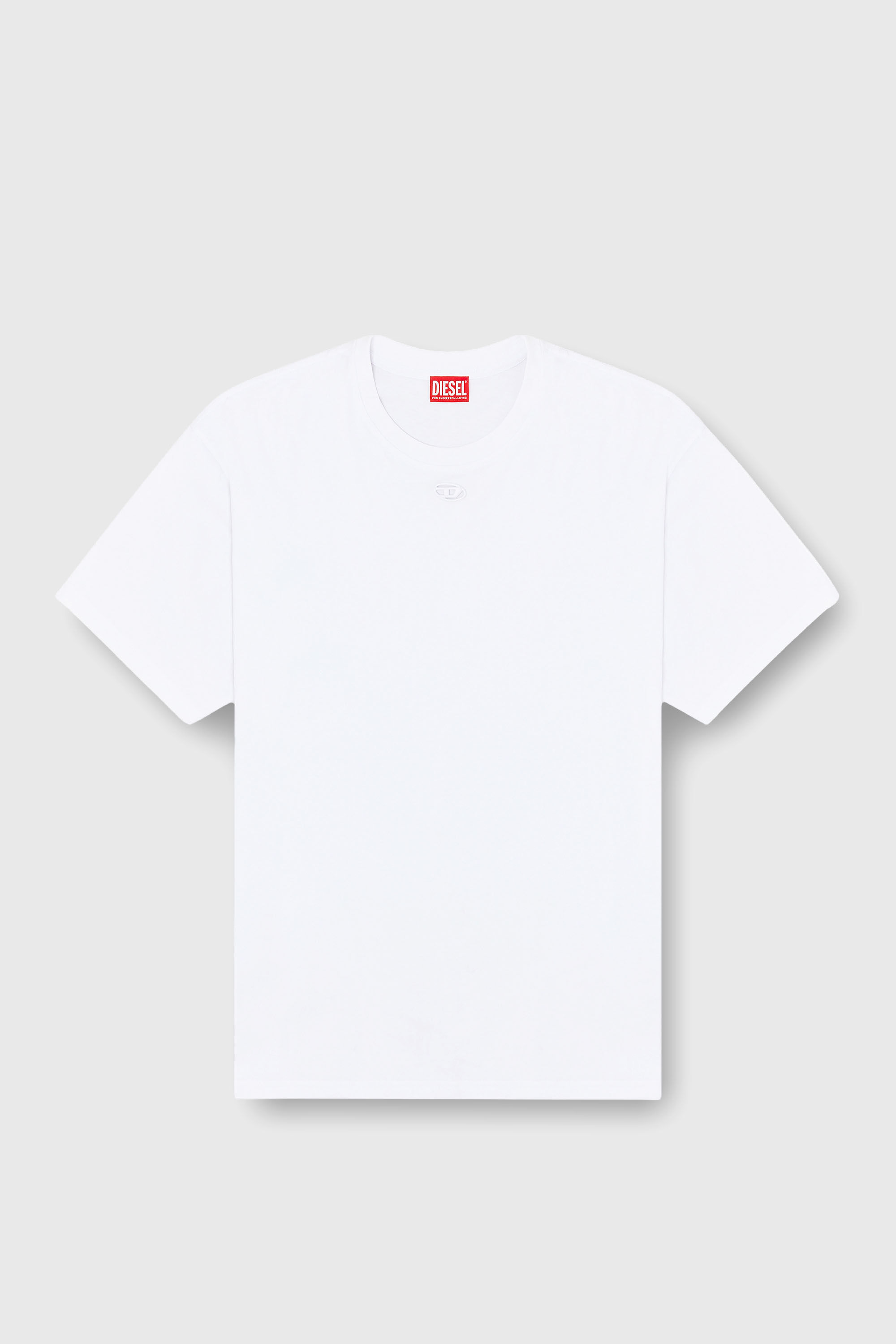 Diesel - T-BOXT-DCO, T-shirt en coton d&eacute;contract&eacute;e avec broderie Oval D Homme in Blanc - 2