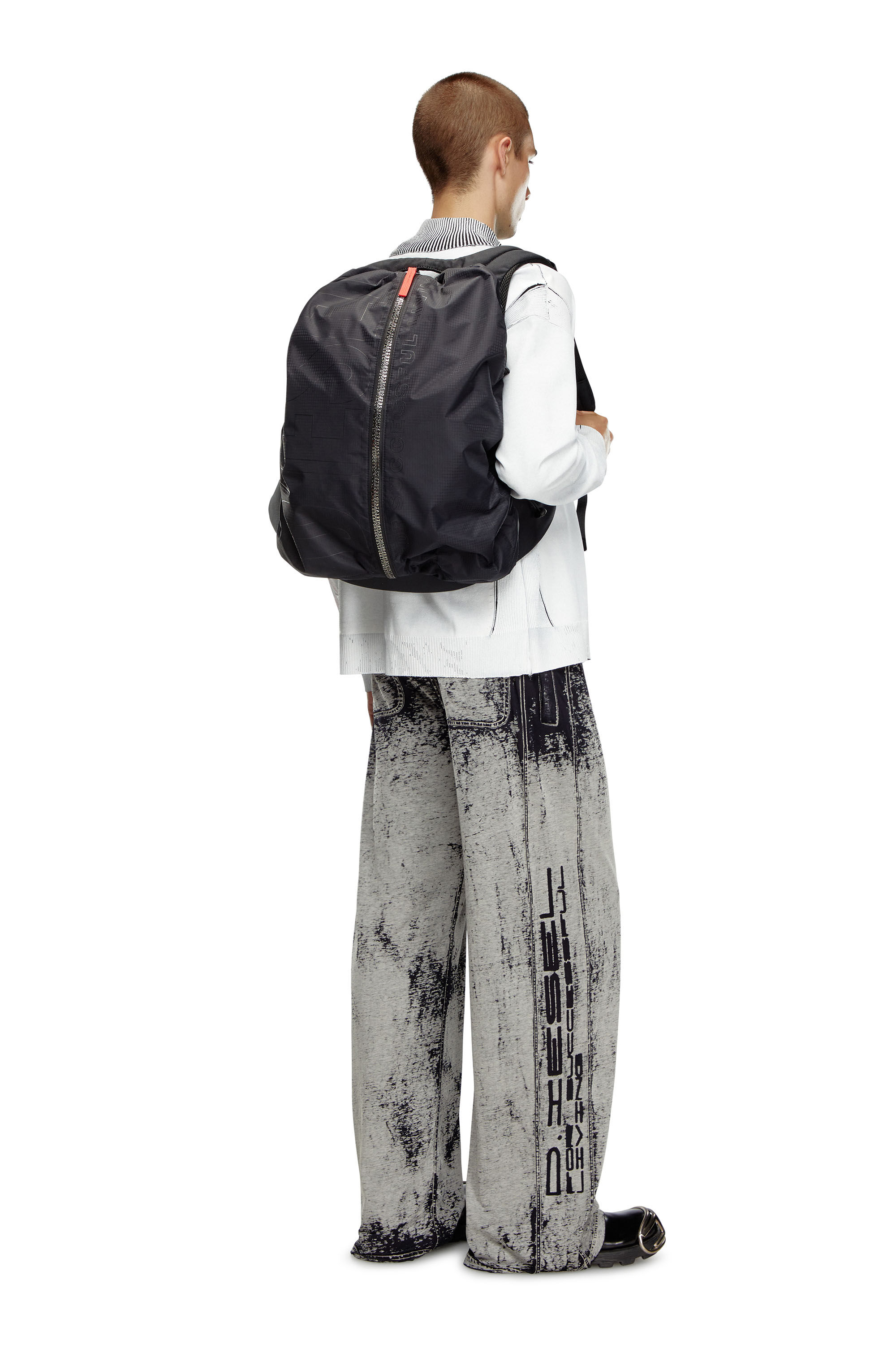 Zip D Sac a dos en jacquard a carreaux Homme Noir Diesel