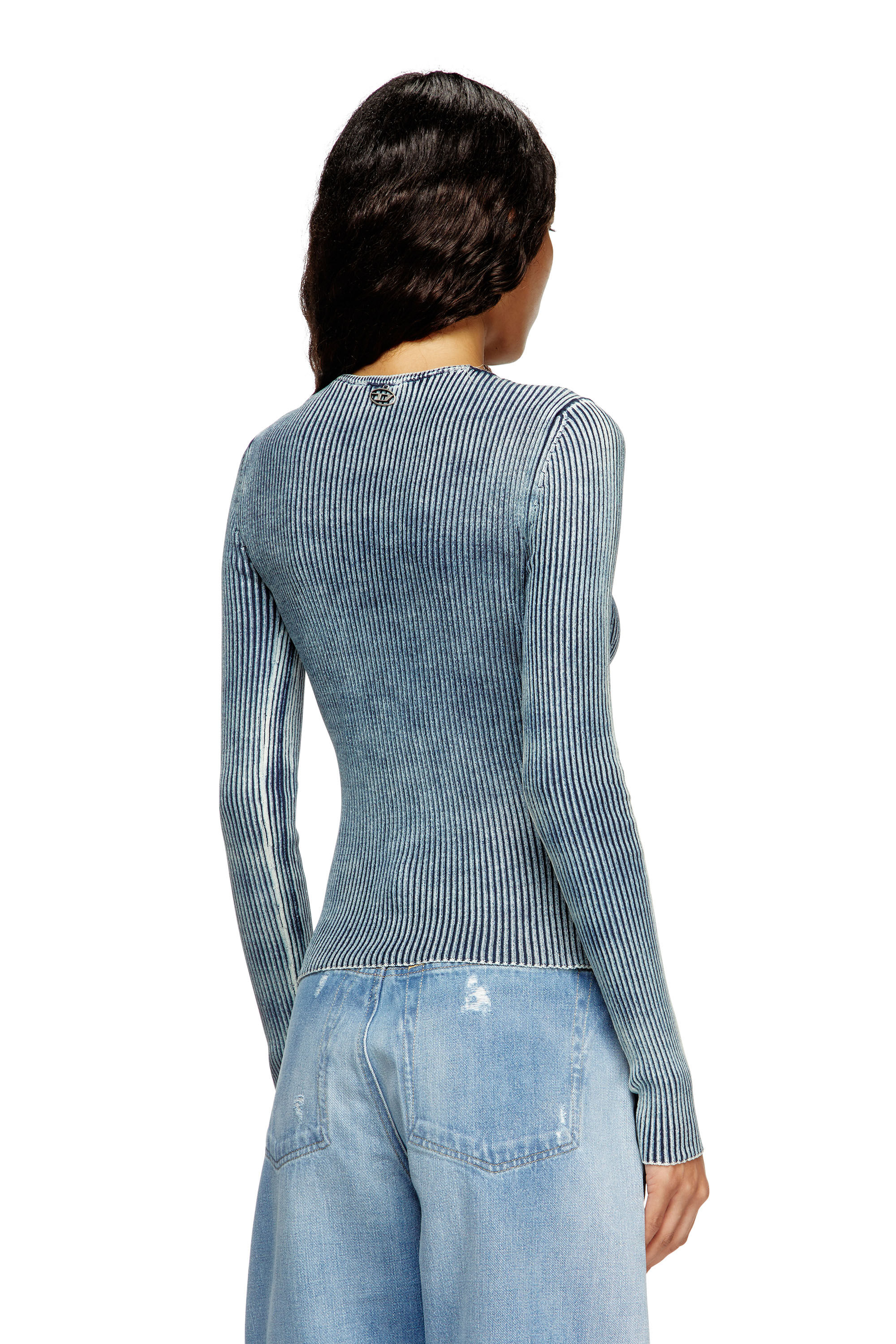 Diesel - M-MILMO, Pull en fil de denim à effet brillant Femme in Bleu - 4