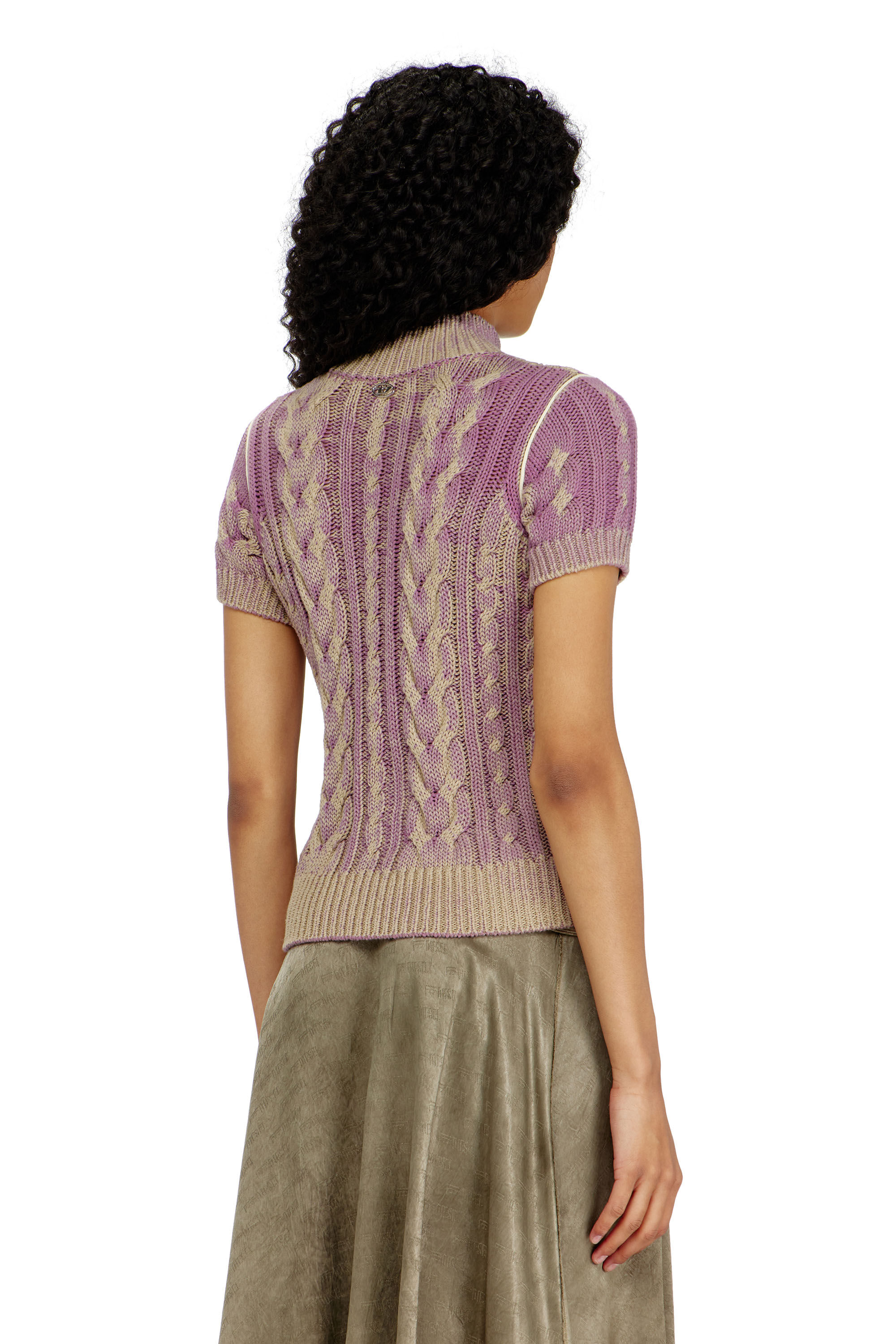 Diesel - M-ELANA, Damen Kurzarm-zip-cardigan im Zopfmuster in null - 4