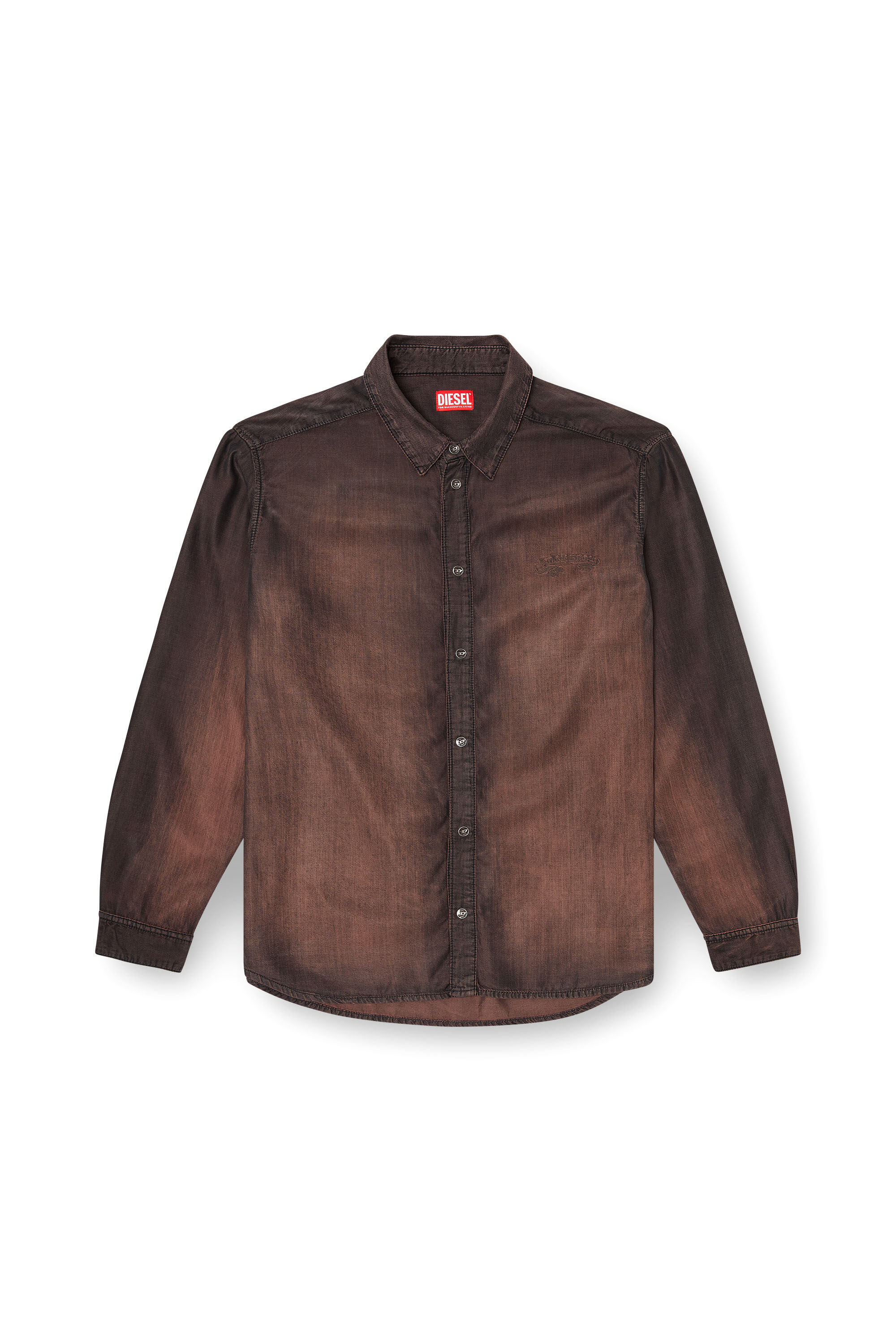 Diesel - D-SIMPLY-S16, Chemise en denim enduit fluide Homme in Marron - 2