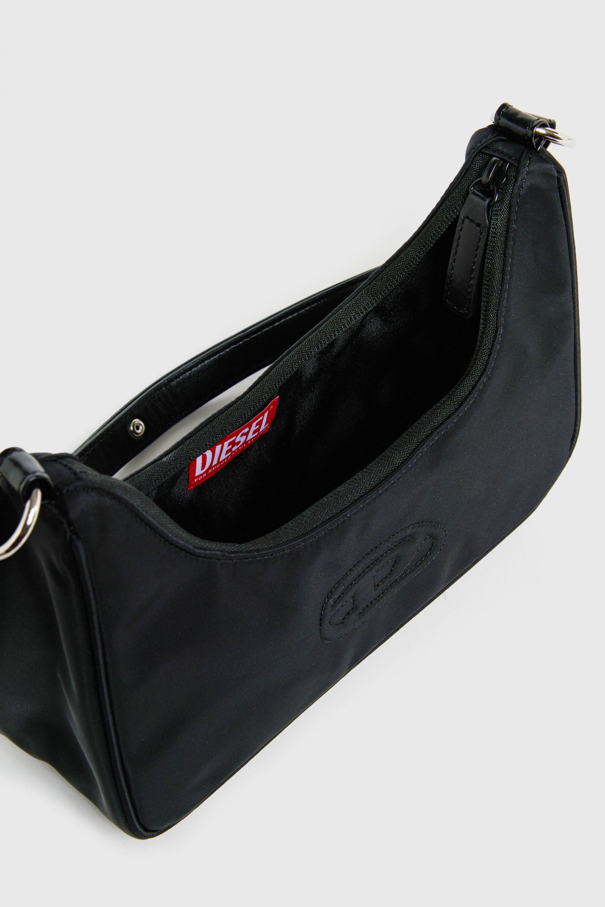 Diesel - WUNSY, WUNSY - Sac bandouli&egrave;re en nylon avec logo Oval D Femme in Noir - 4