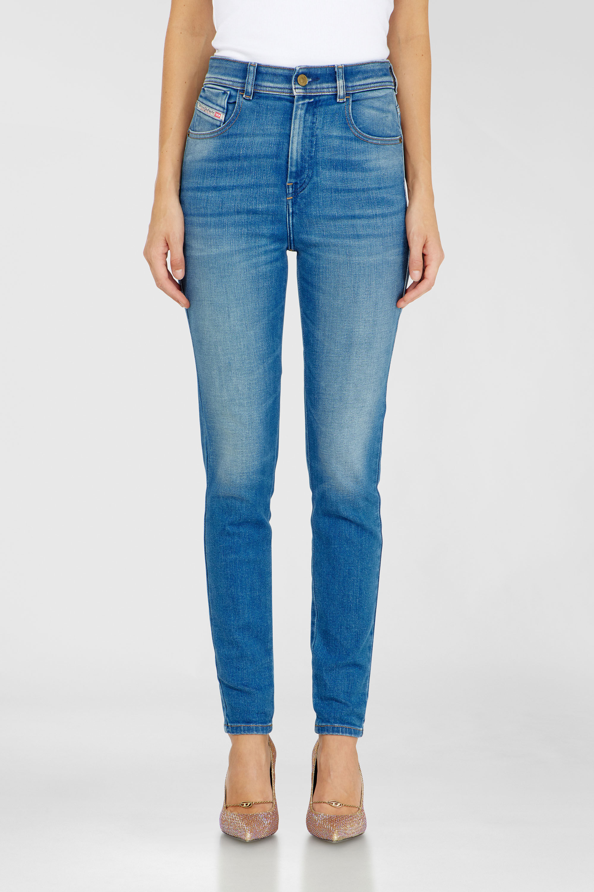 Diesel - Skinny Jeans 1984 Slandy-High 09Q79 Donna, Blu medio - Image 4