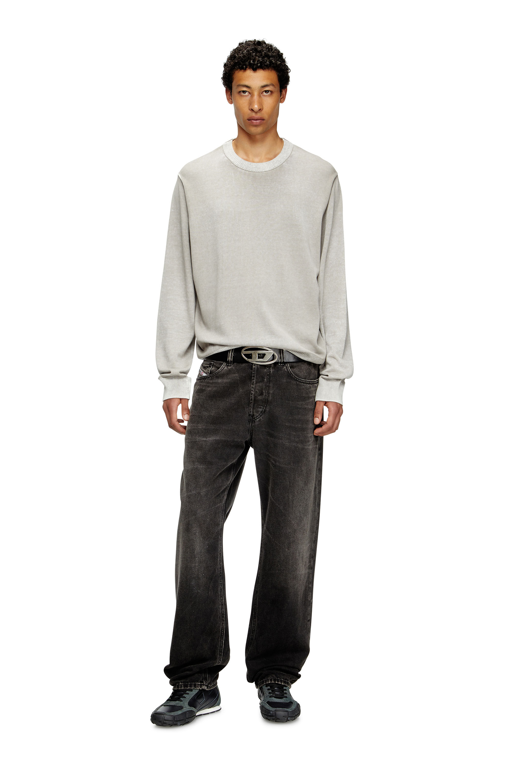 Diesel - K-LARENCE-B, Maglia in cotone stampata al contrario Uomo in Grigio - 1