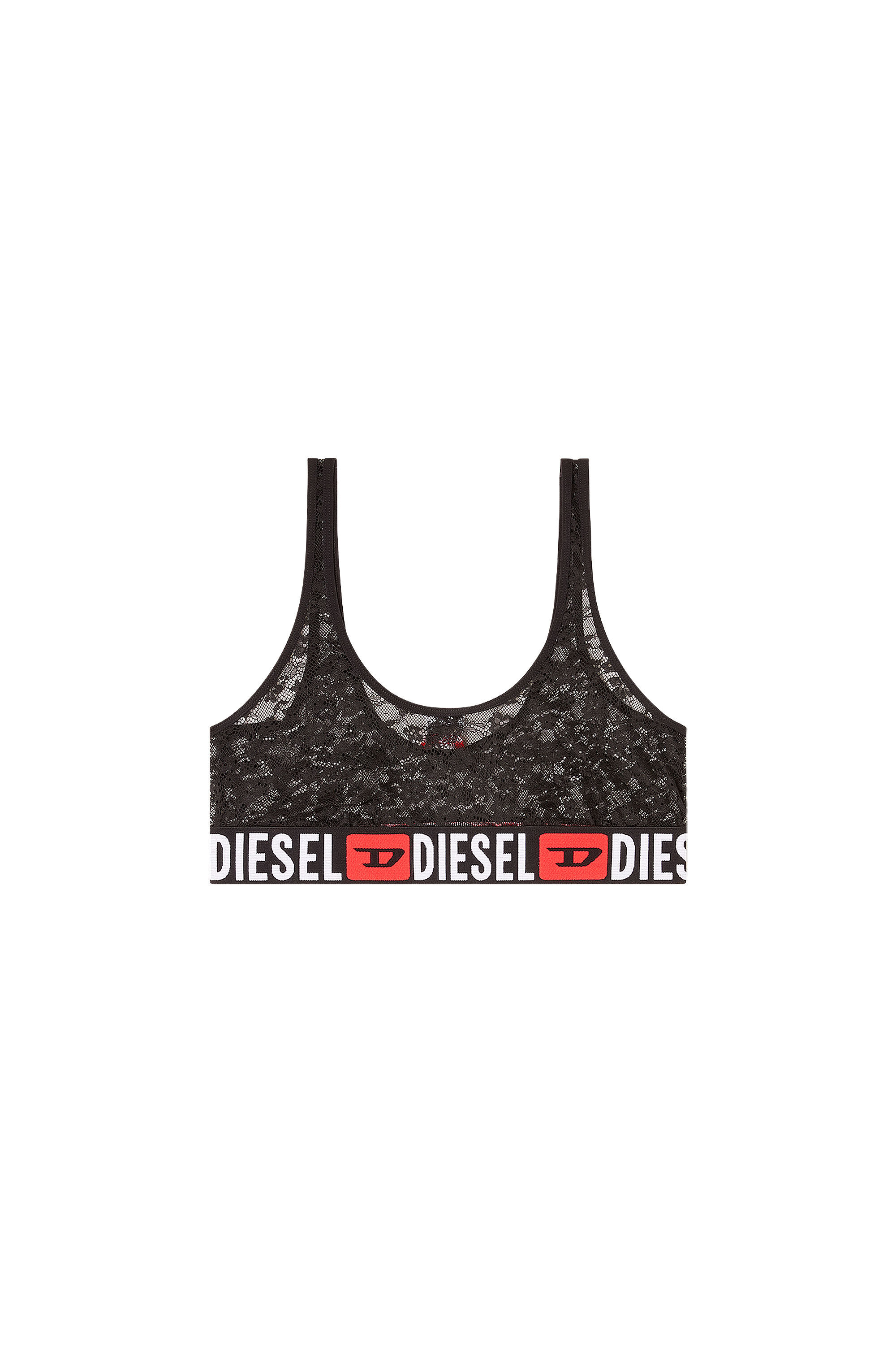 Diesel - UFSB-ORIBA, Reggiseno a triangolo in pizzo con elastico logato Diesel Donna in Nero - 2