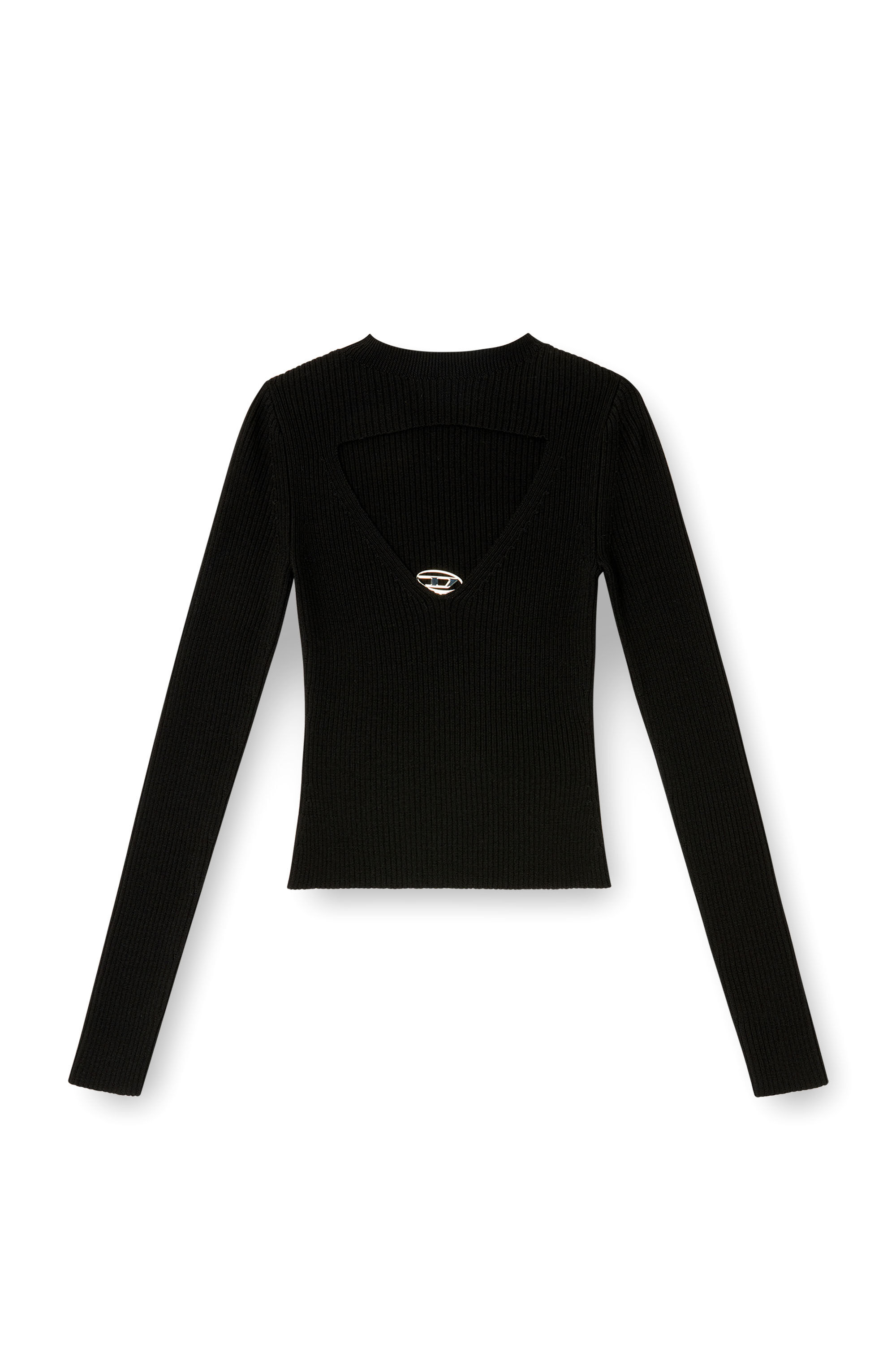 Diesel - M-OLINA, Maglia in lana a coste con cut-out Donna in Nero - 2
