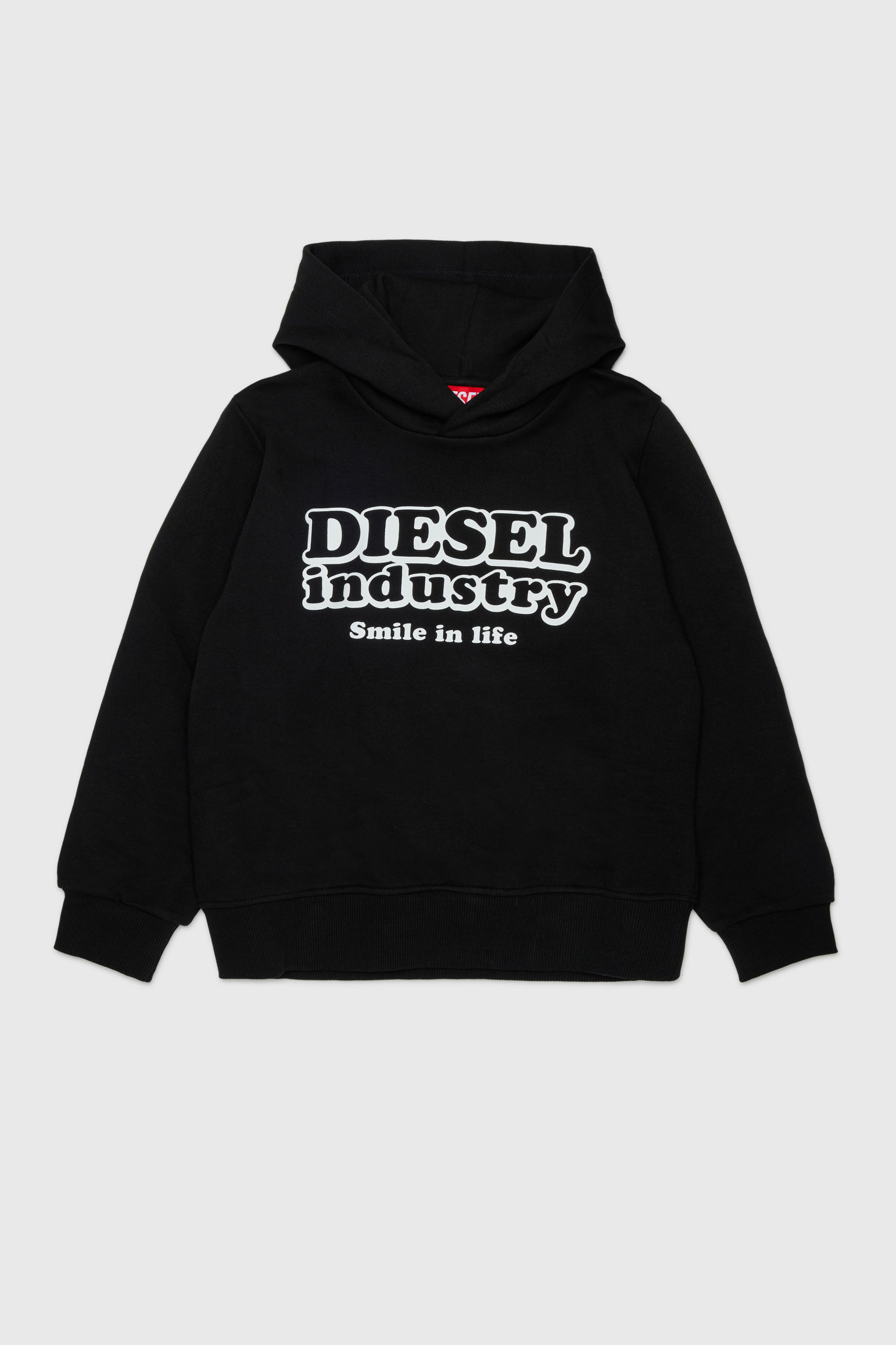 Diesel - SLODIMHOOD OVER, Sweat &agrave; capuche avec imprim&eacute; Diesel Industry Homme in Noir - 1