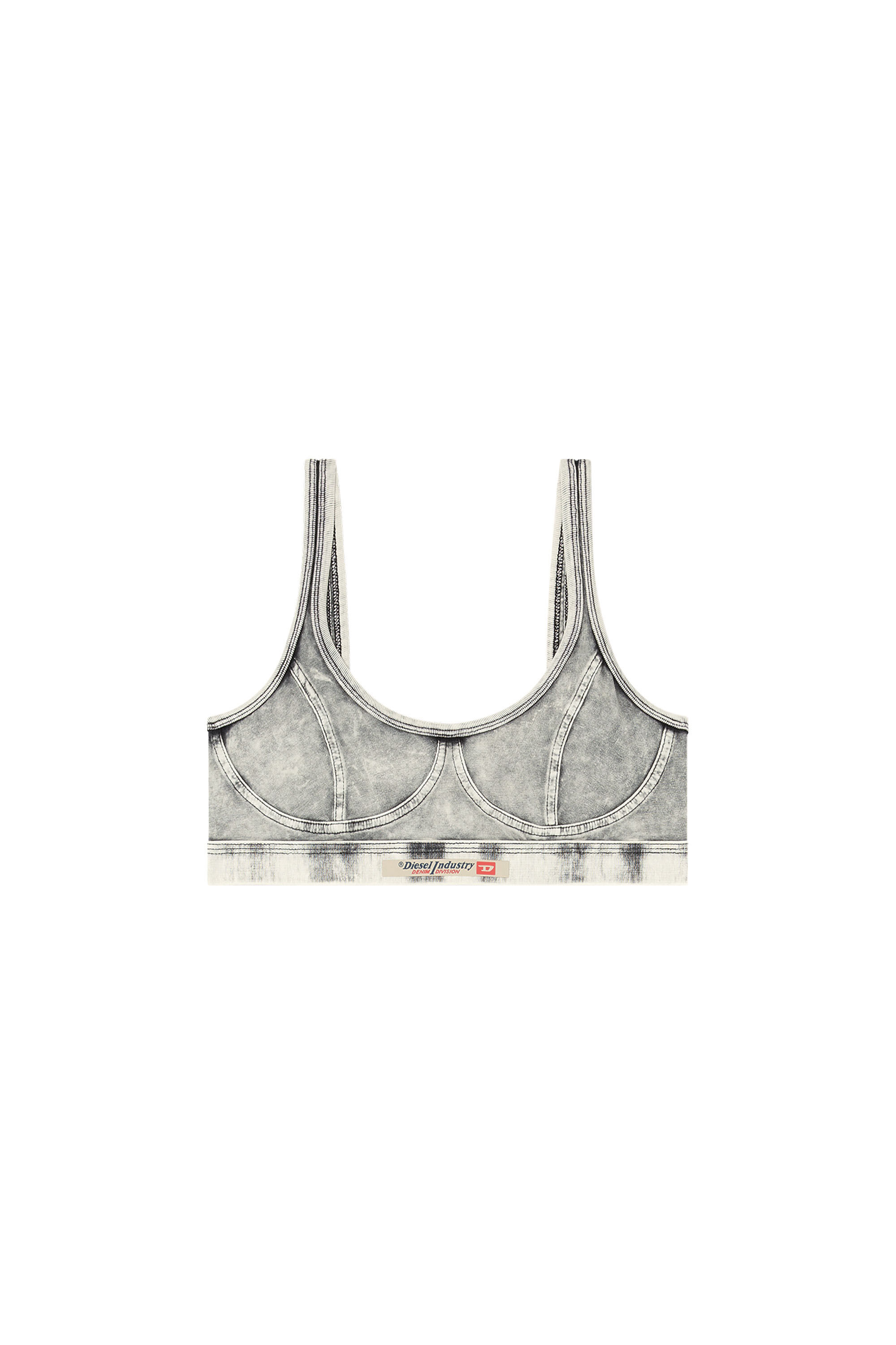 Diesel - KASSIE-DNM, Brassière en jersey effet denim Femme in Gris - 2