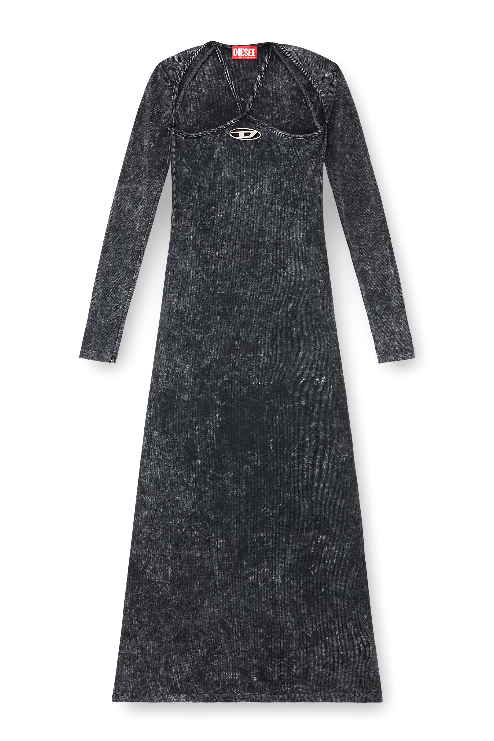 Diesel - D-MARINEL, Donna Long dress with marbled effect in Nero - Image 2