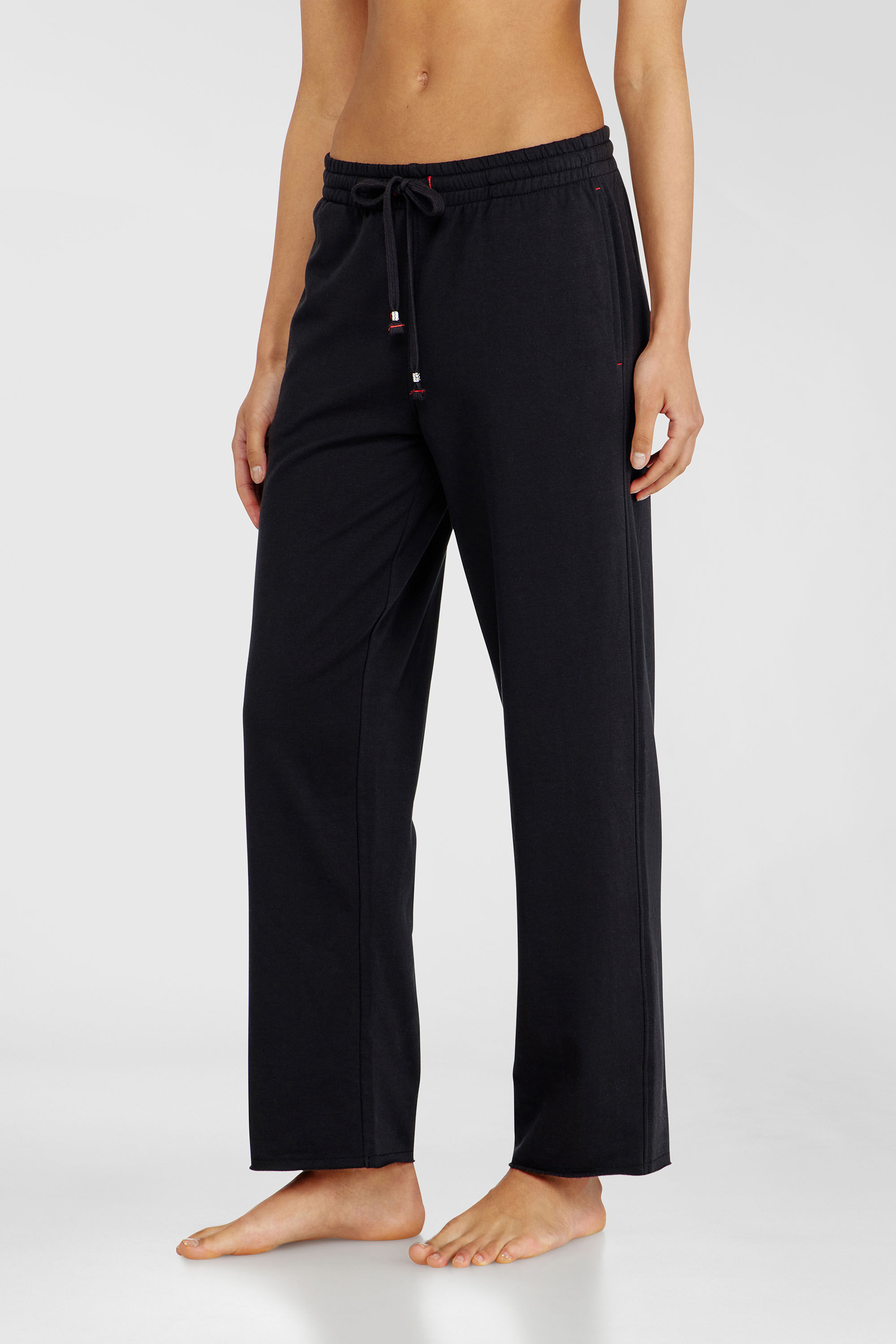 Diesel - INDRA-D-CORE, Pantaloni felpati smerigliati con orli vivi Donna in Nero - 3