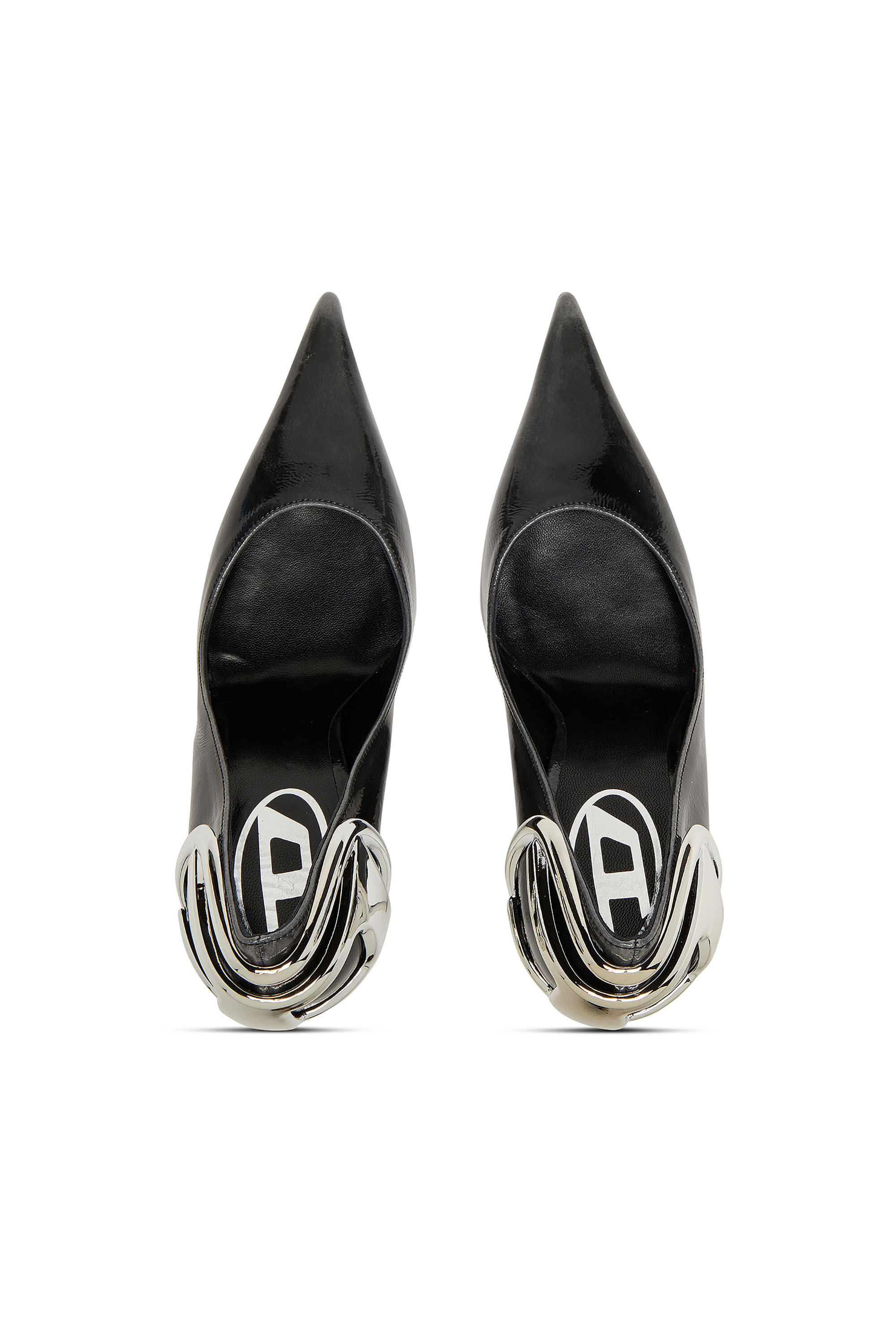 Diesel - D-TEN&HALF P, Escarpins en cuir verni effet pull-up Femme in Noir - 4