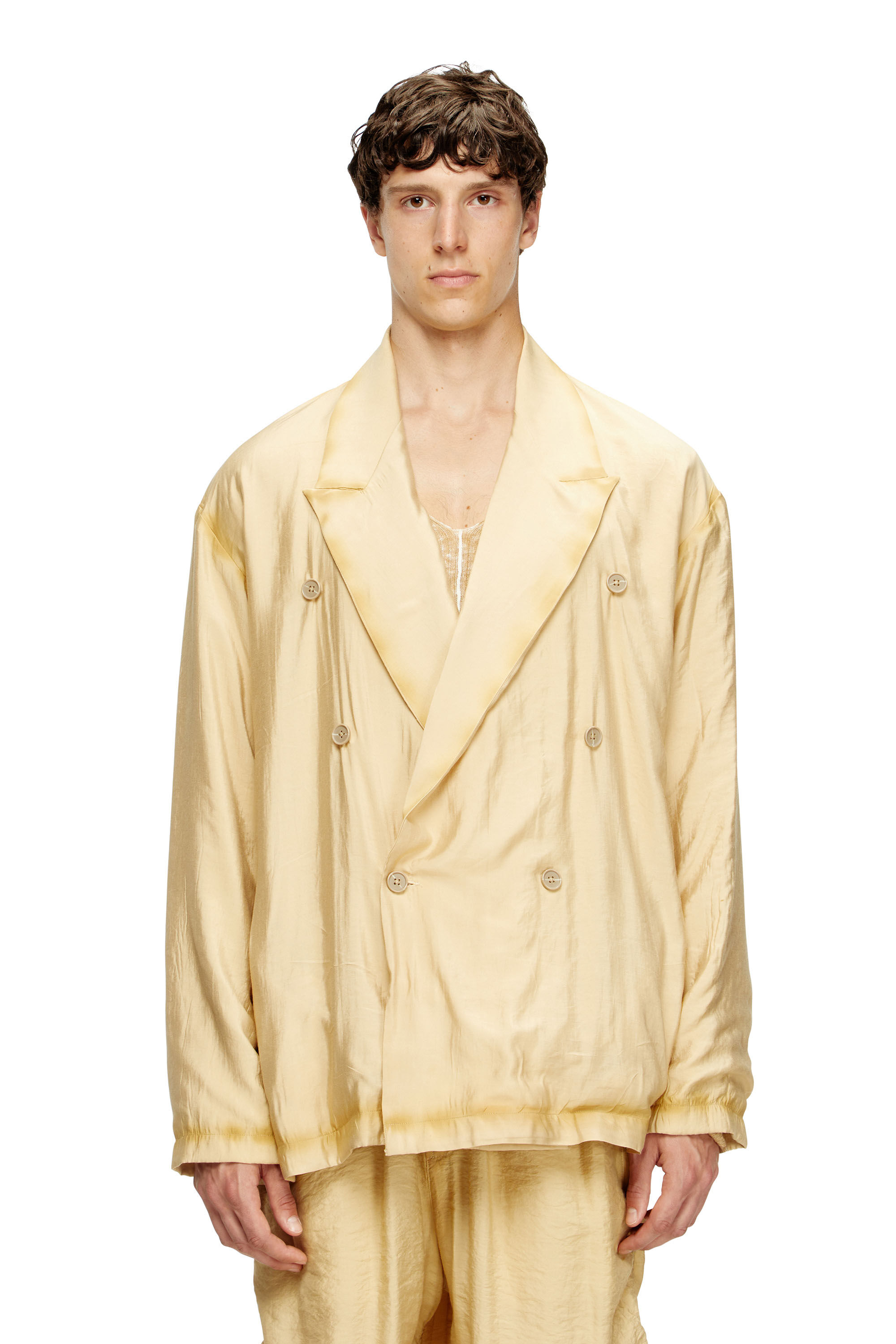 Diesel - J-KEYSERY, Blazer doppiopetto effetto stropicciato Uomo in Beige - 2