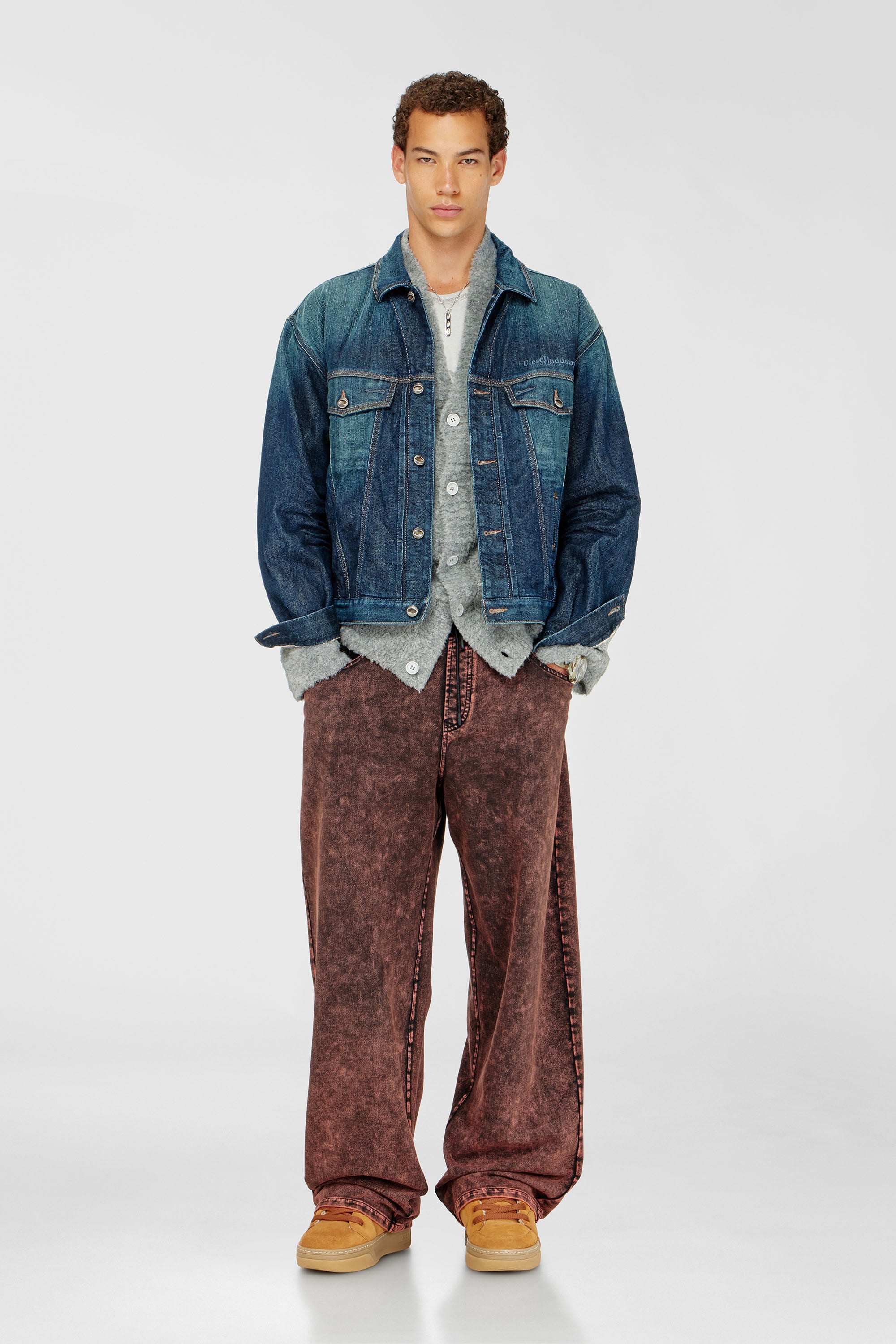 Diesel - P-STUK, Herren Sweatpants mit Denim-Effekt in Braun - 1