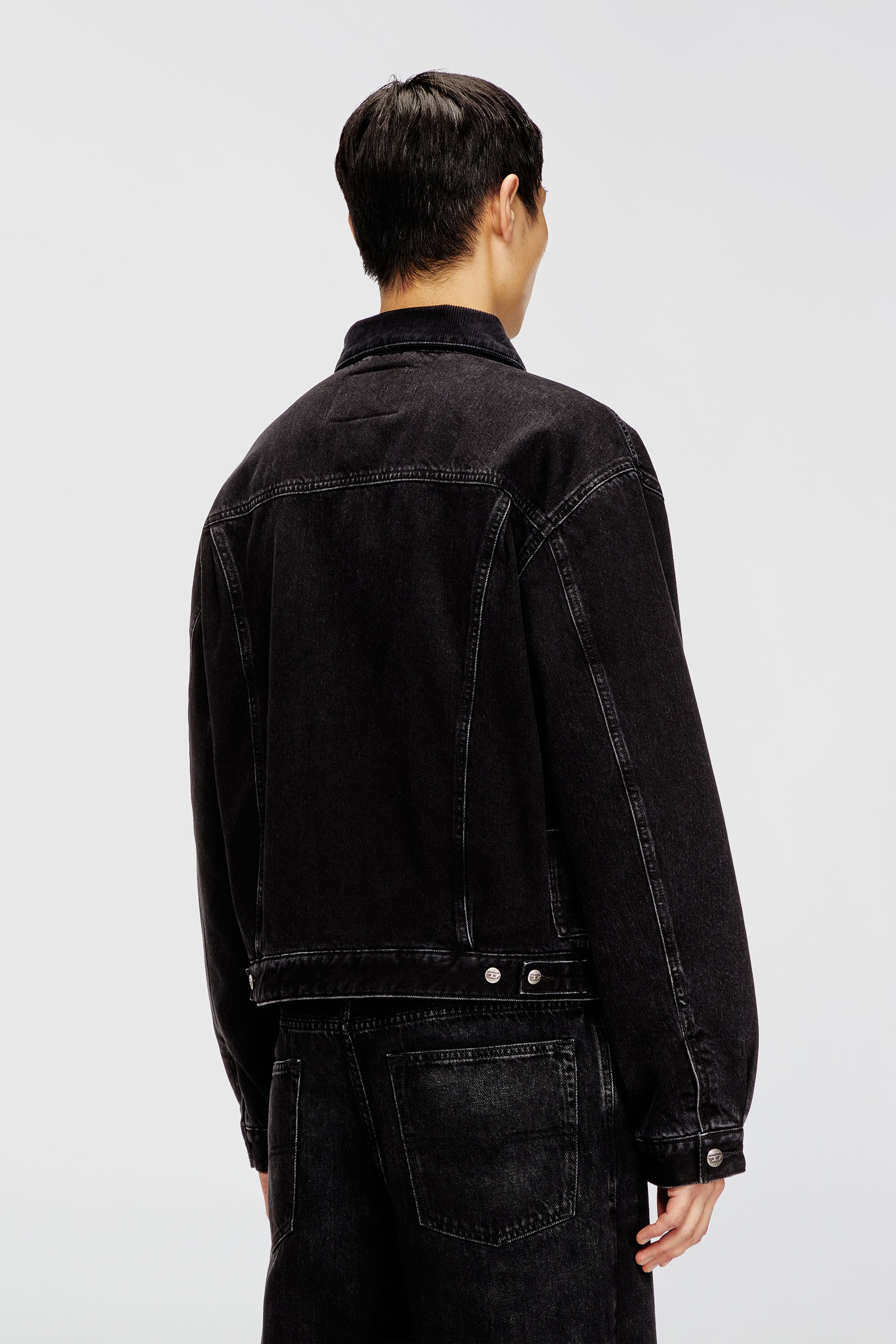 Diesel - D-RANGER-T, Unisex's Padded trucker jacket in denim in Black - 4