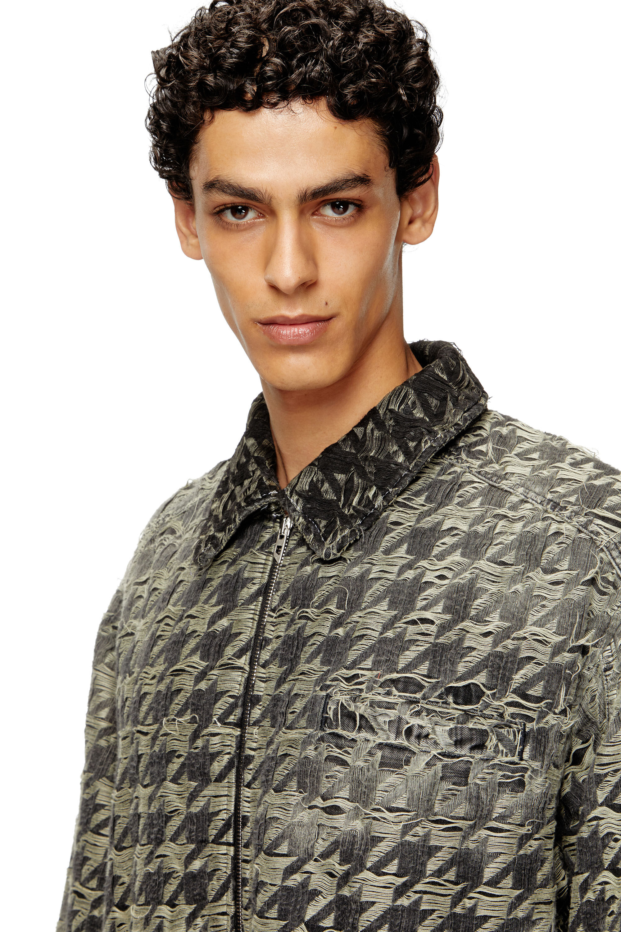 Diesel - D-ELMO-FSH, Herren Jacke aus Jeansgewebe mit Hahnentritt-Muster in Schwarz - 5