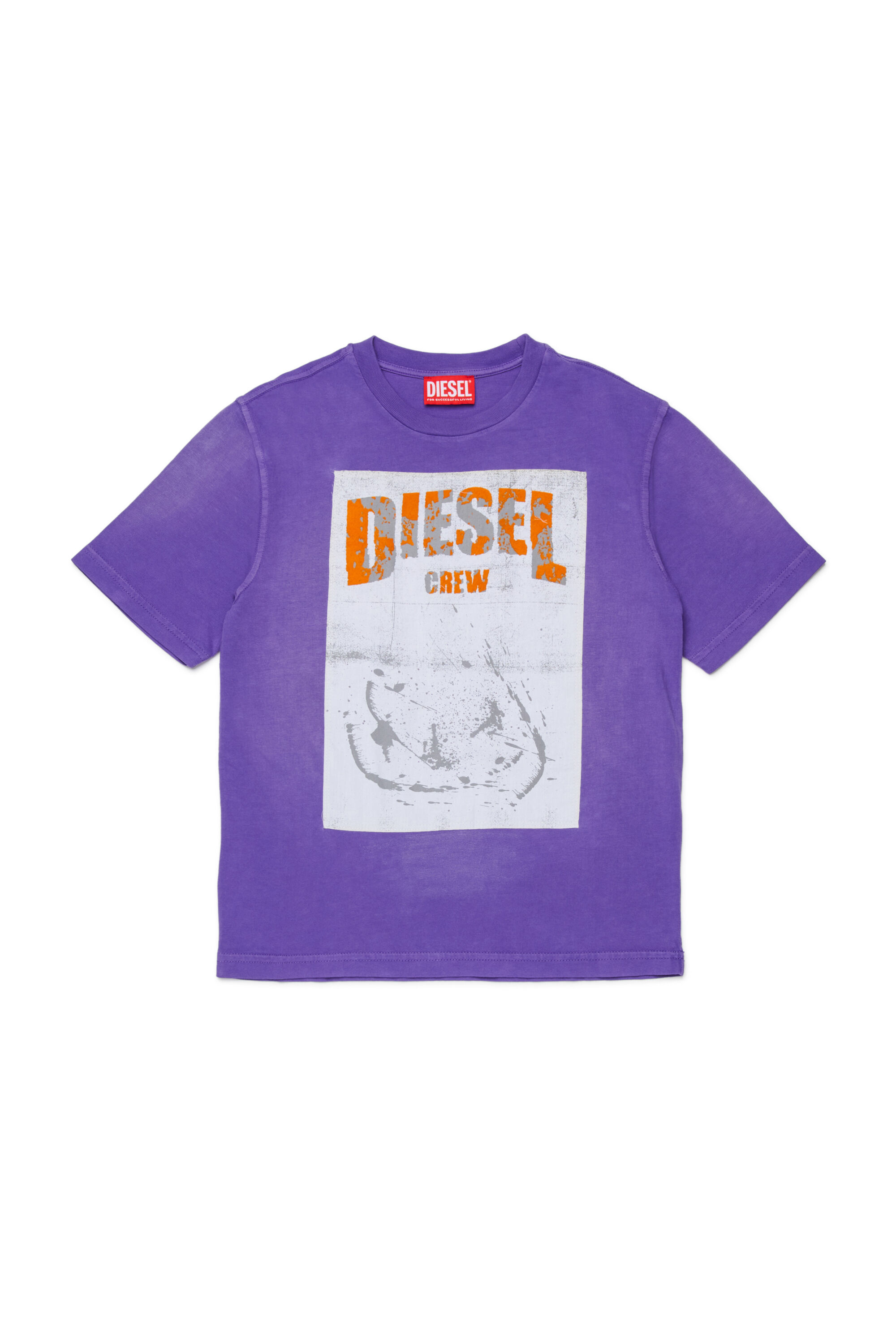 Diesel - TBERS OVER, T-shirt in cotone con stampa grafica Diesel floccata Uomo in Viola - 1