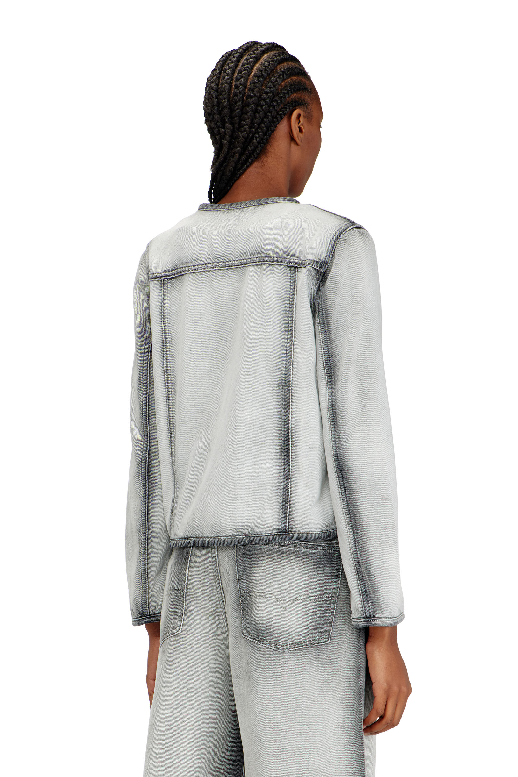 Diesel - DE-GRAFY-FSI, Giacca in denim skeleton morbido Donna in Grigio - 4