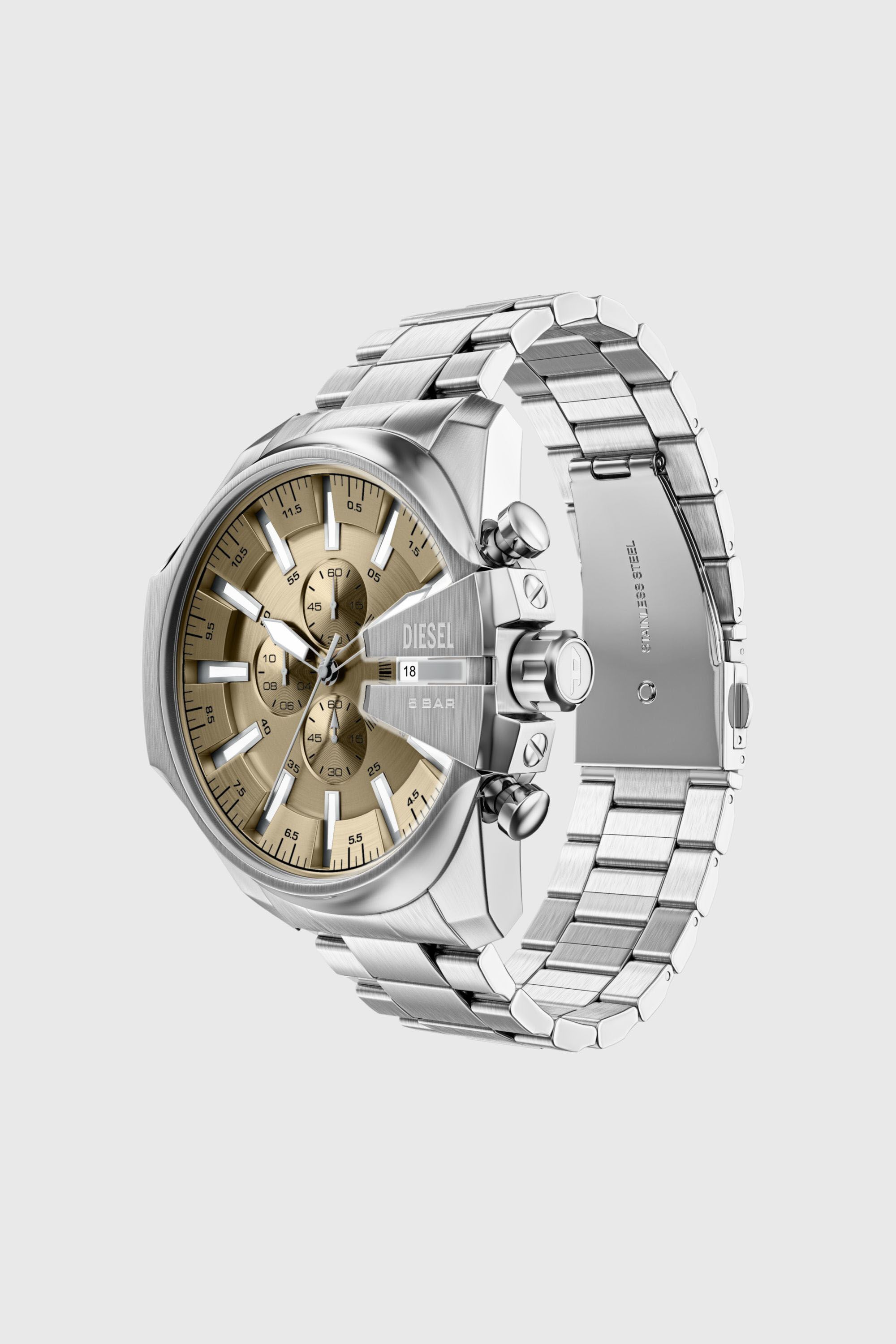 Diesel - DZ4702 WATCH, Montre Mega Chief Slim en acier inoxydable Homme in Gris argent&eacute; - 7