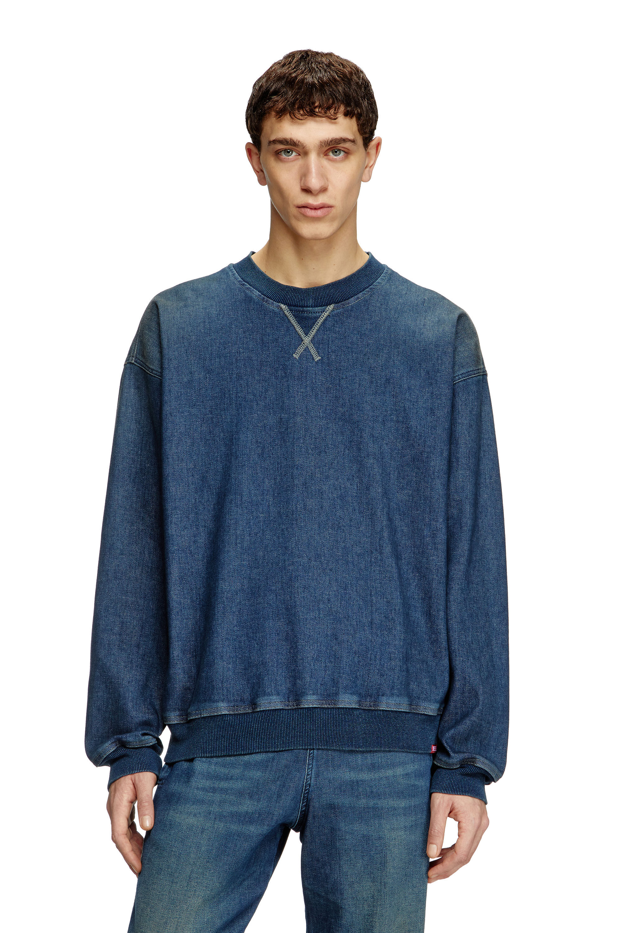Diesel - D-KRIBY-S TRACK, Sweat-shirt en Track Denim Mixte in Bleu - 3