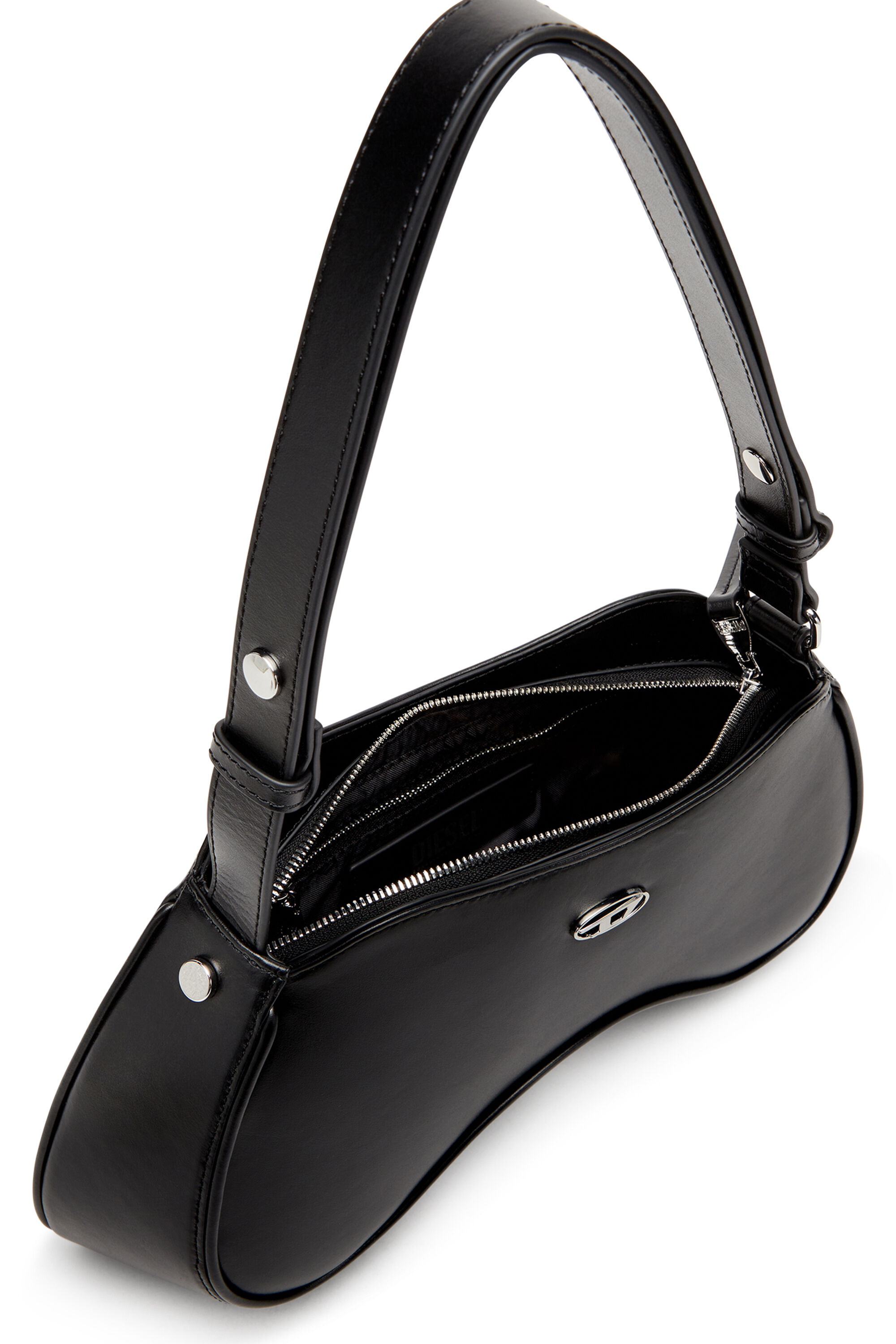 Diesel - PLAY SHOULDER, Damen Play-Schultertasche aus semiglänzendem Leder in Schwarz - 5