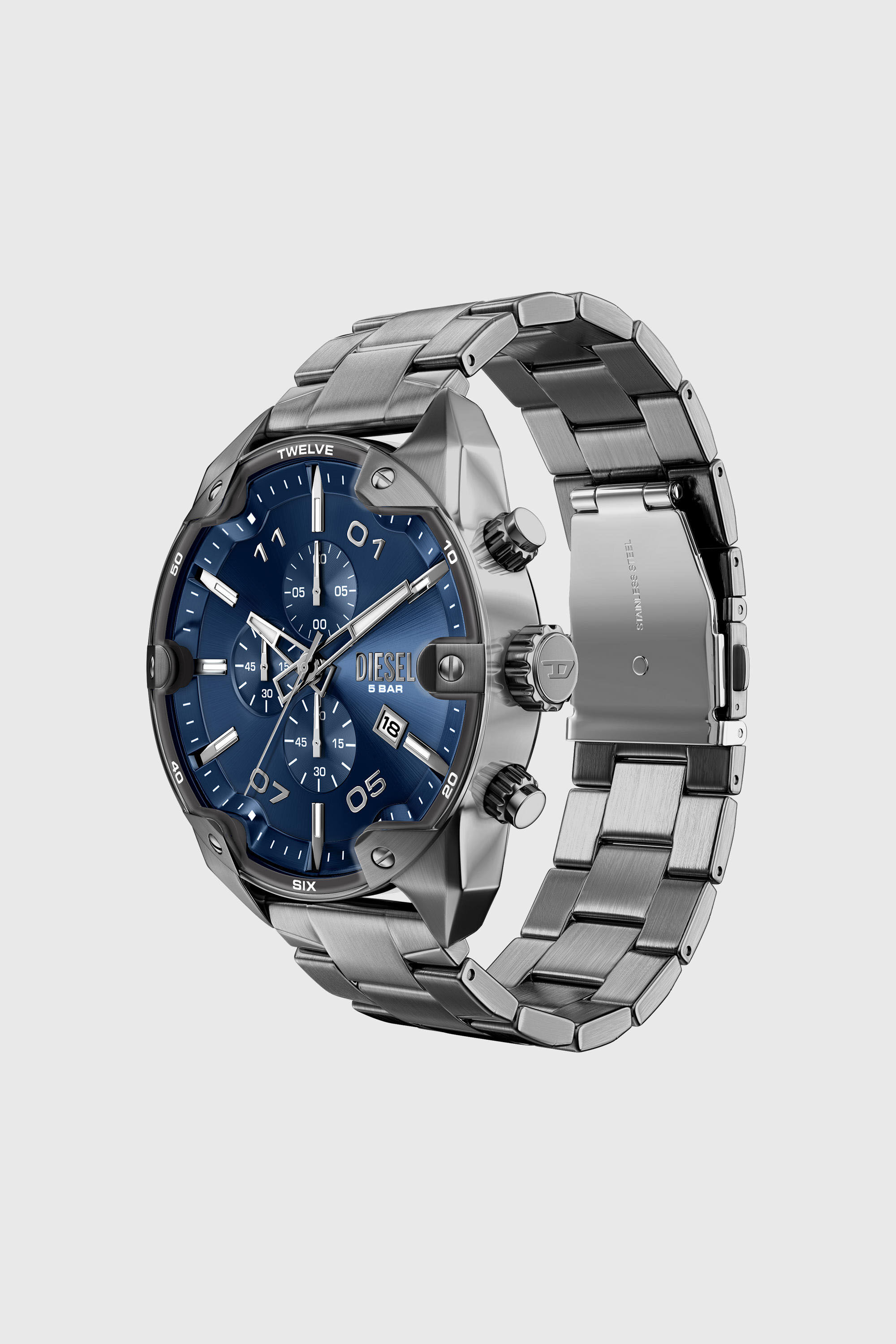 Diesel - DZ4724 WATCH, Montre Spiked en acier inoxydable finition gunmetal Homme in Gris - 7