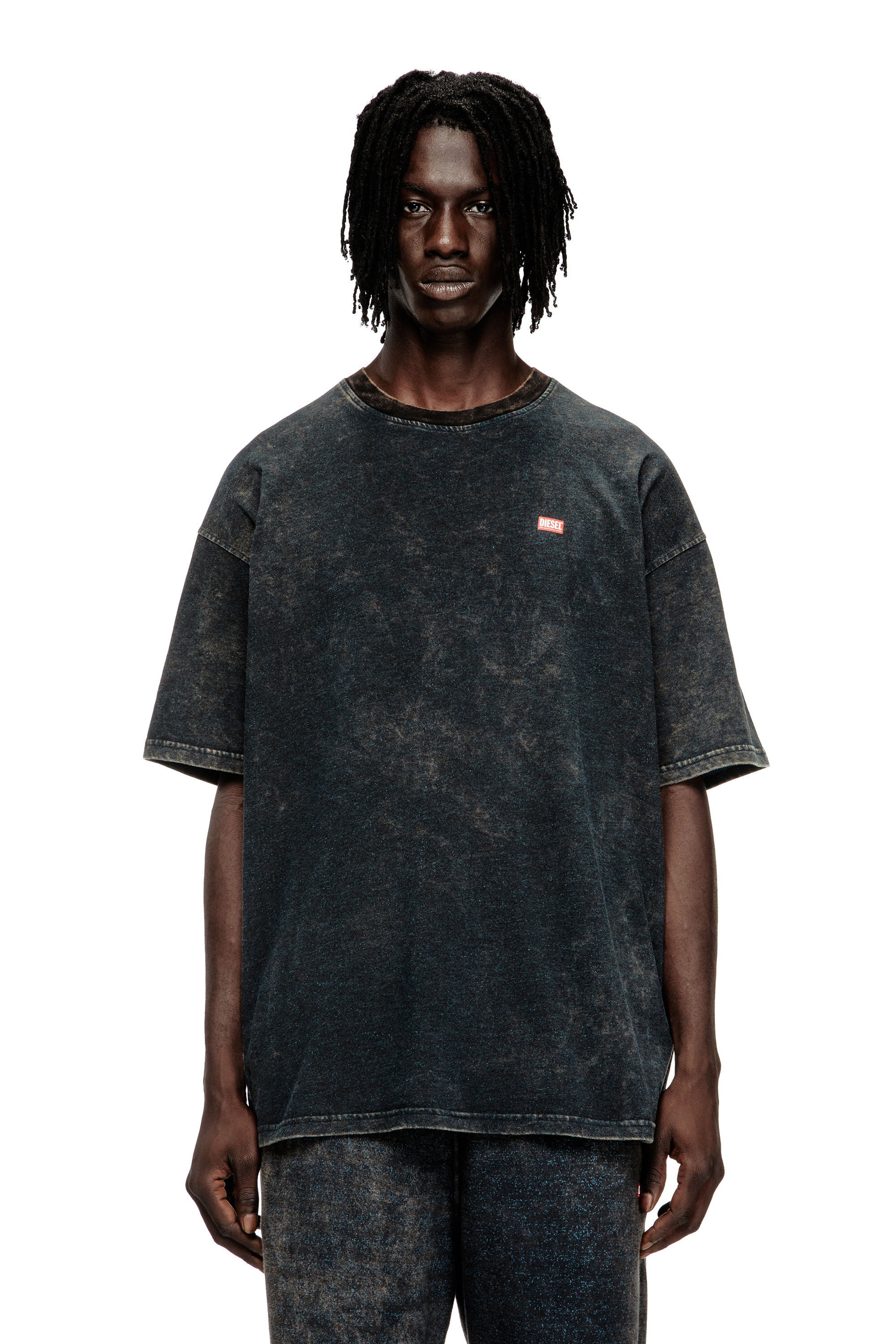 Diesel - T-BOXT-T4, T-shirt in jersey vanisèe con logo Uomo in Nero - 3
