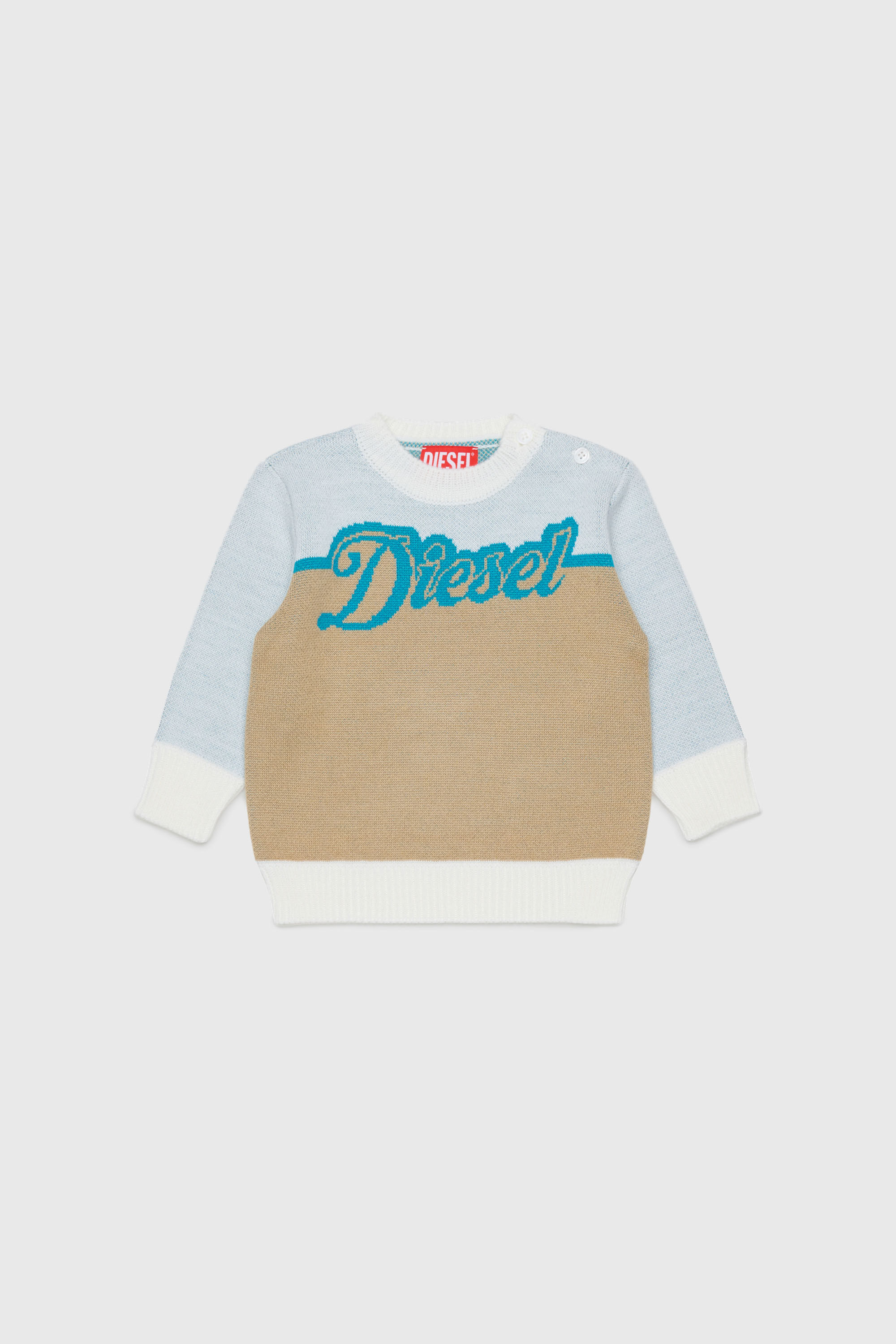 Diesel - KBLOB, Maglione in misto lana con logo Diesel Unisex in Bianco - 1