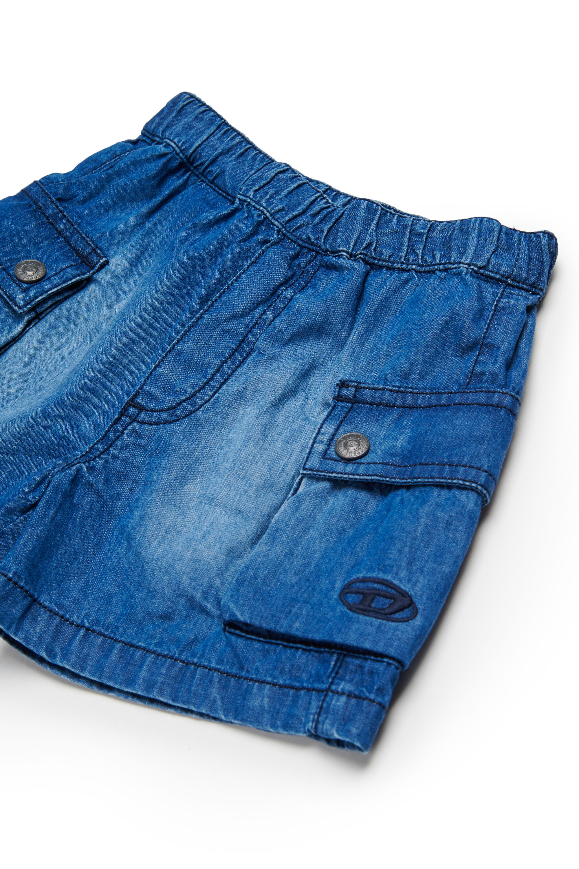 Diesel - PILYDSHORTB, Short en denim avec poches cargo Homme in Bleu - 3