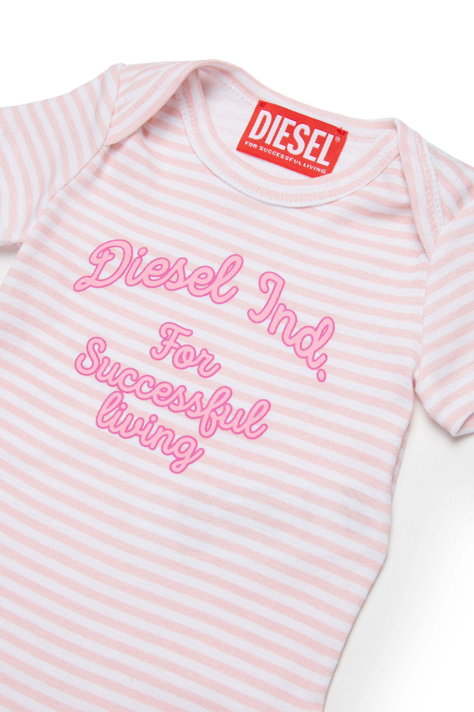 Diesel - USPEL-NB, Body en coton &agrave; rayures et imprim&eacute; Mixte in Rose - 3