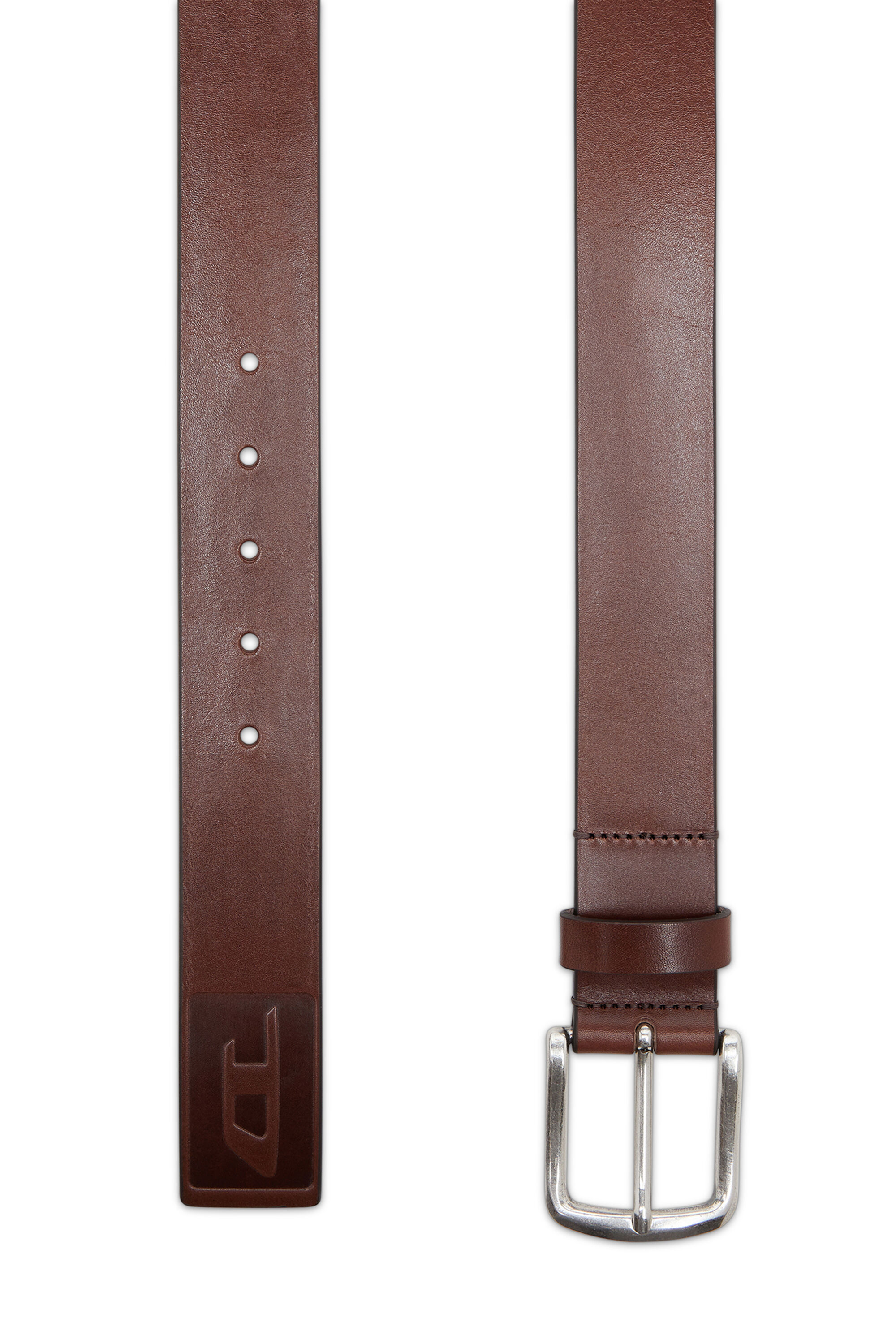 Diesel - B-FLAG-D EMBOSSED, Ceinture 4 cm en cuir avec logo grav&eacute; Homme in Marron - 2