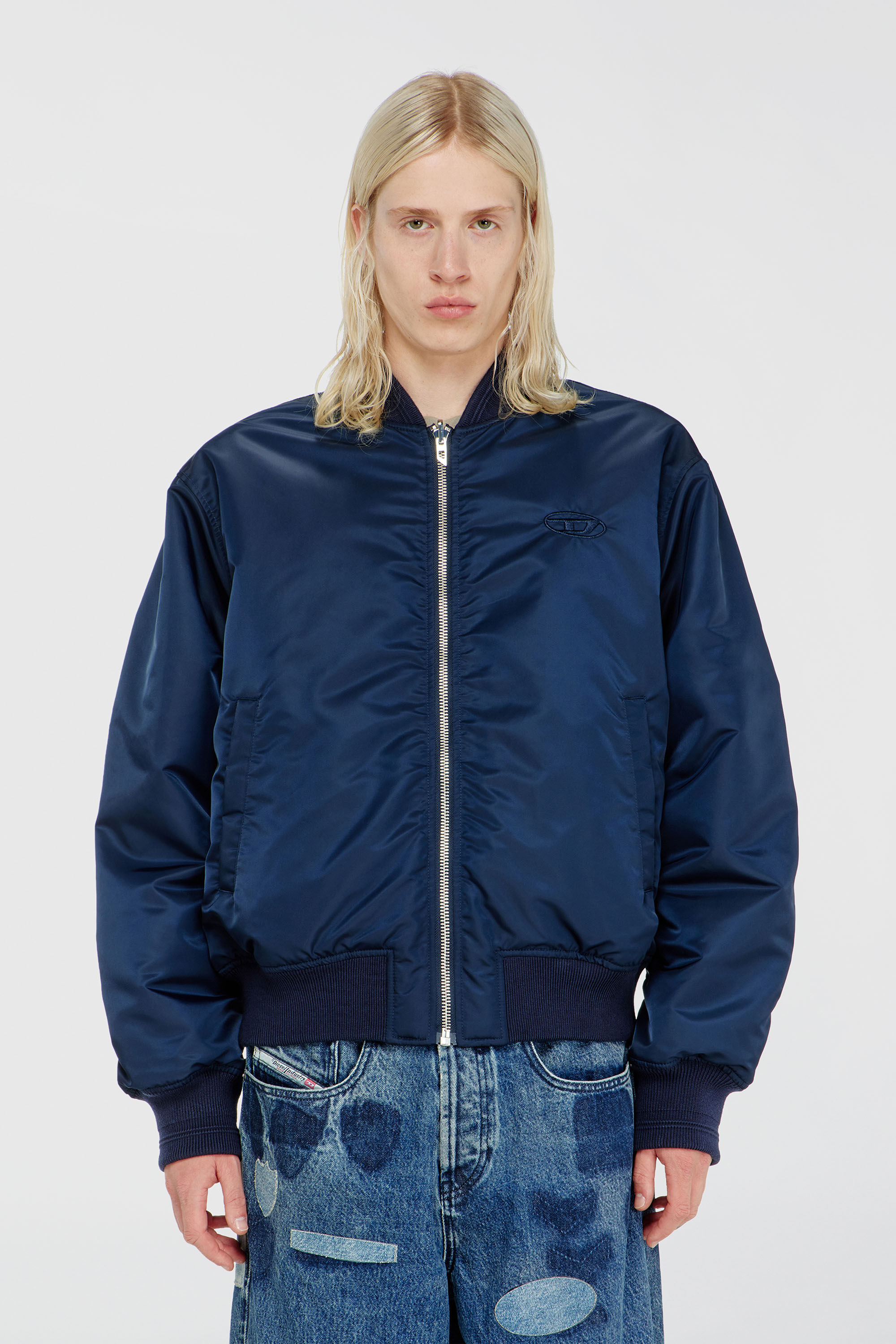 Diesel - W-TYPE-D1, Herren Gesteppte Bomberjacke mit Oval-D-Stickerei in Marineblau - 5
