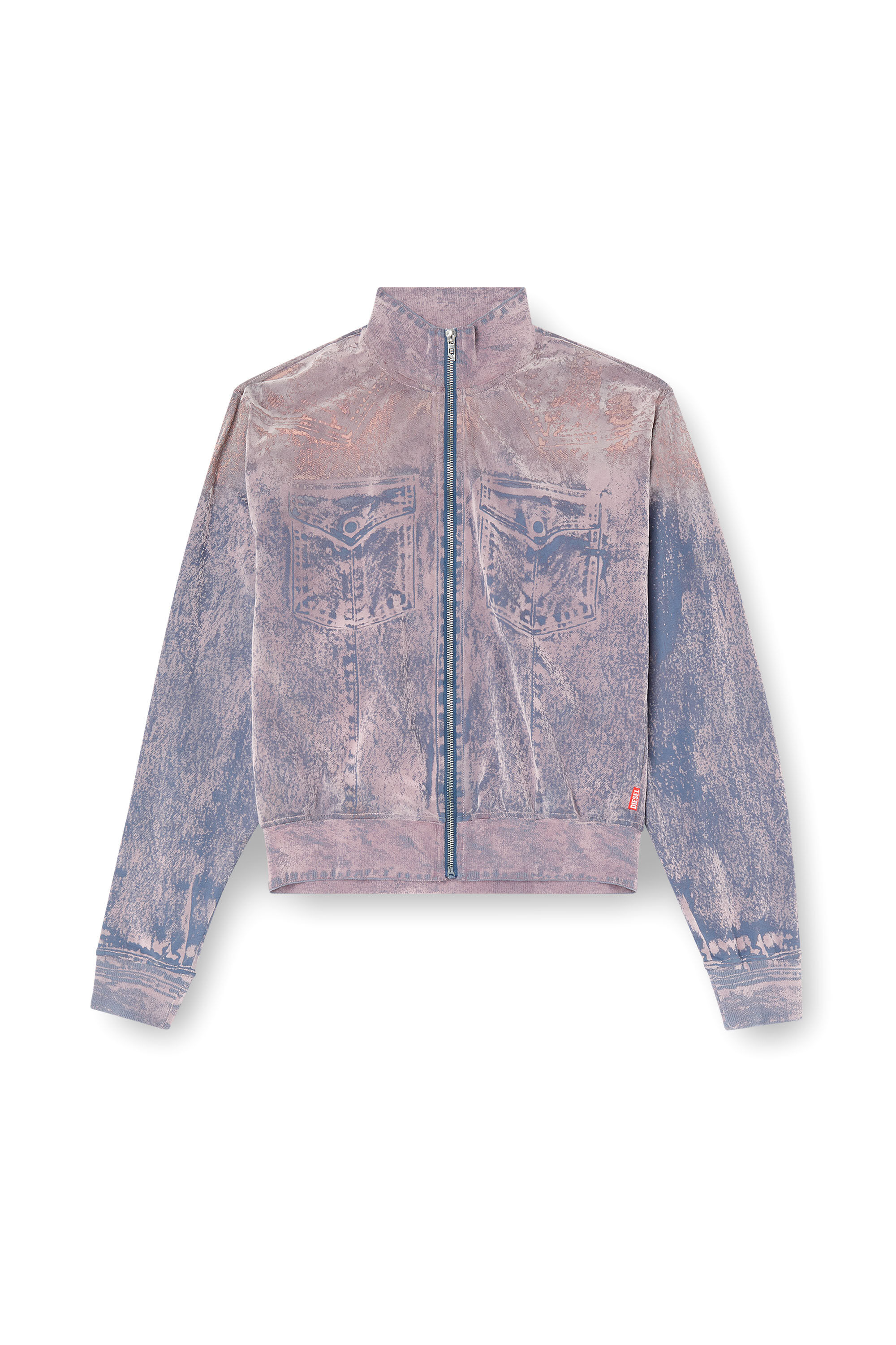 Diesel - F-SLITLY, Sweat-shirt zippé floqué effet trompe l'œil Femme in Polychrome - 2