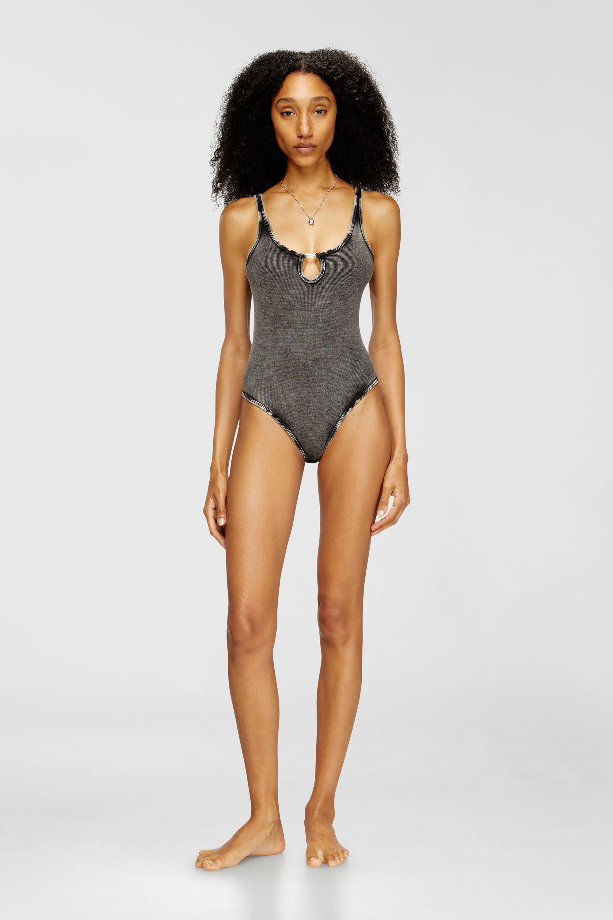 Diesel - MAURA-DNM, Damen Body aus marmoriert gewaschenem Stretch-Baumwollstoff in Dunkelgrau - 1