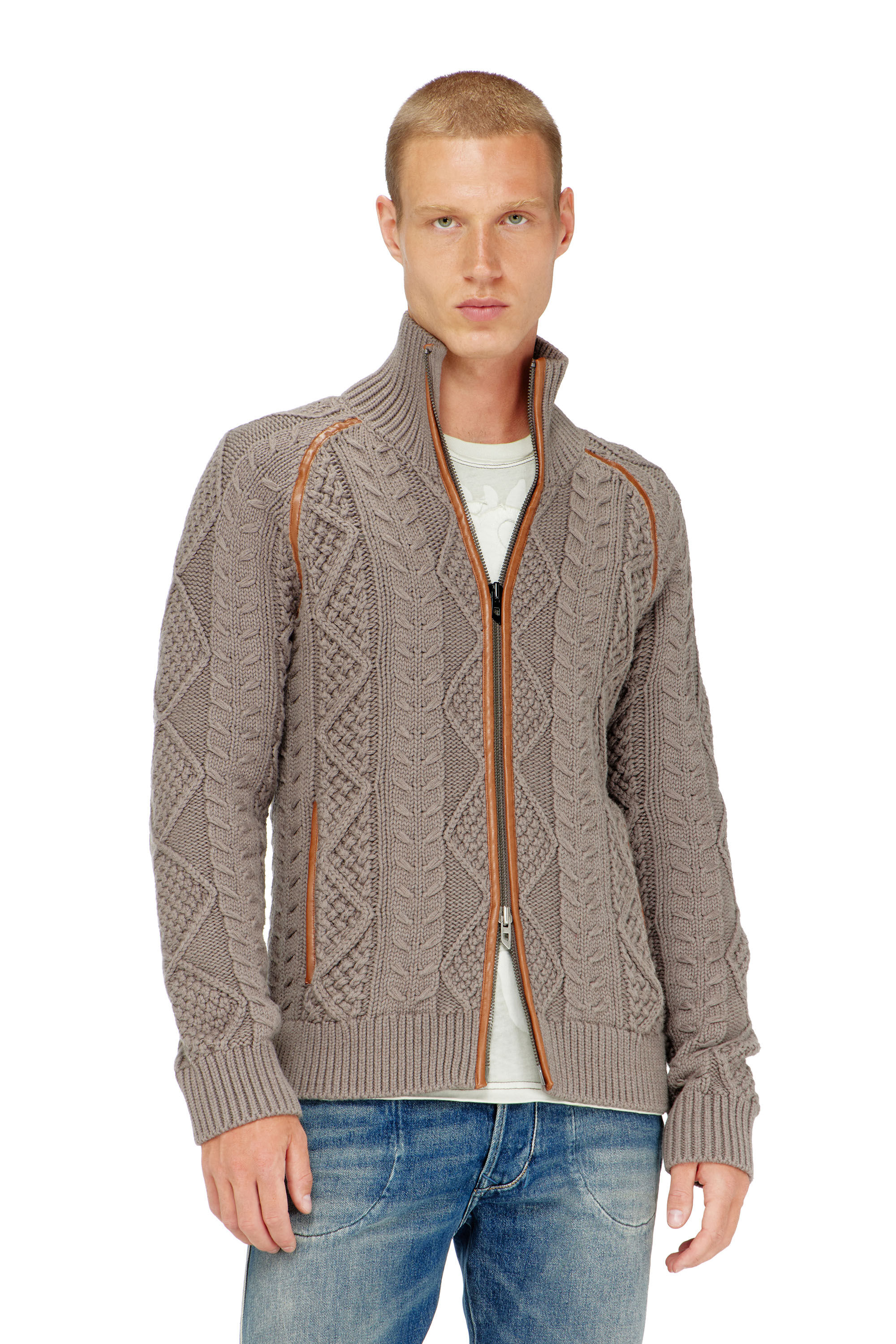 Diesel - K-INOKI, Herren Zip-Cardigan aus Zopfmusterstrick in null - 3