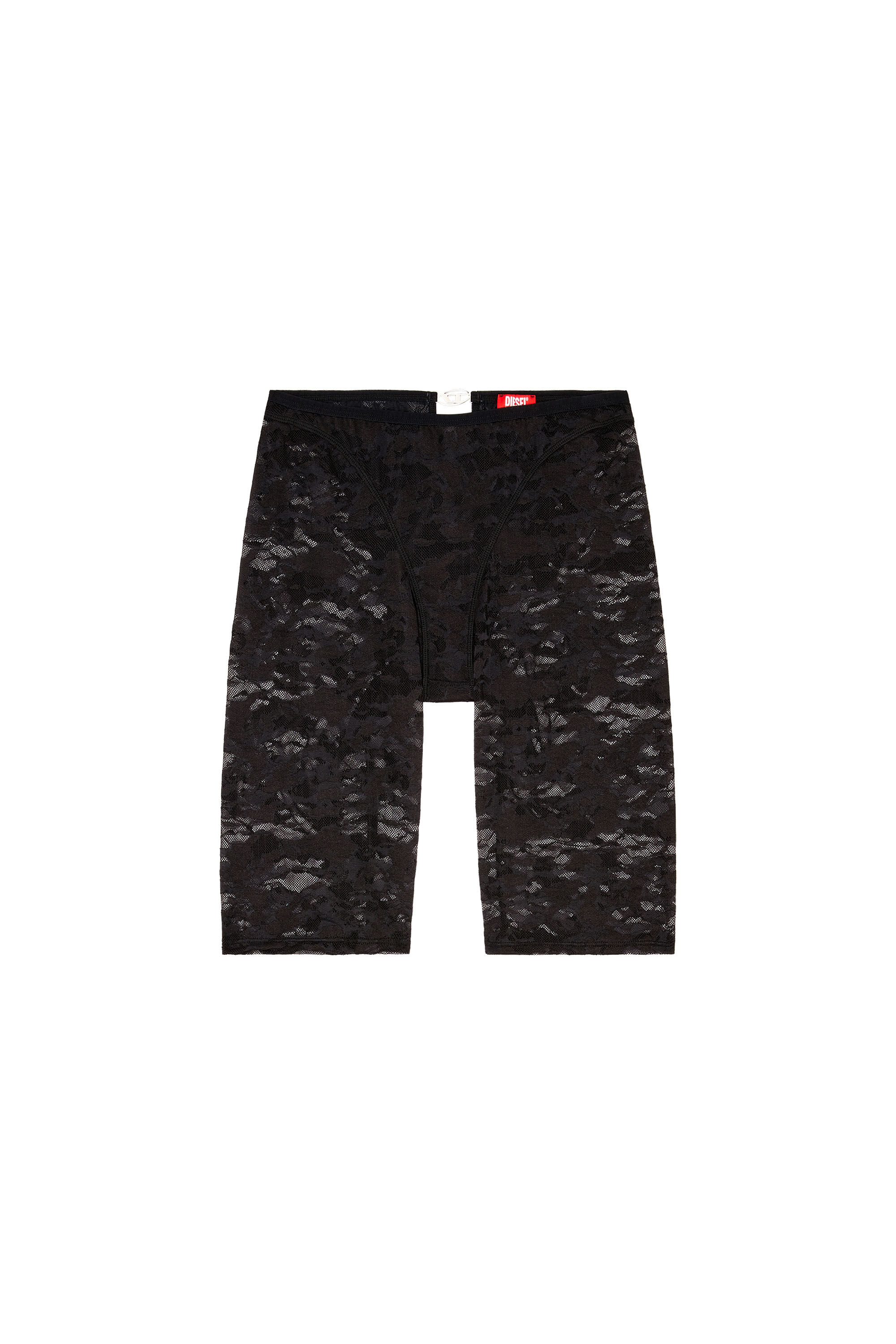 Diesel - UFLB-D-OVAL-LACE-SHORT, Short in pizzo camouflage con placca Oval D Donna in Nero - 2