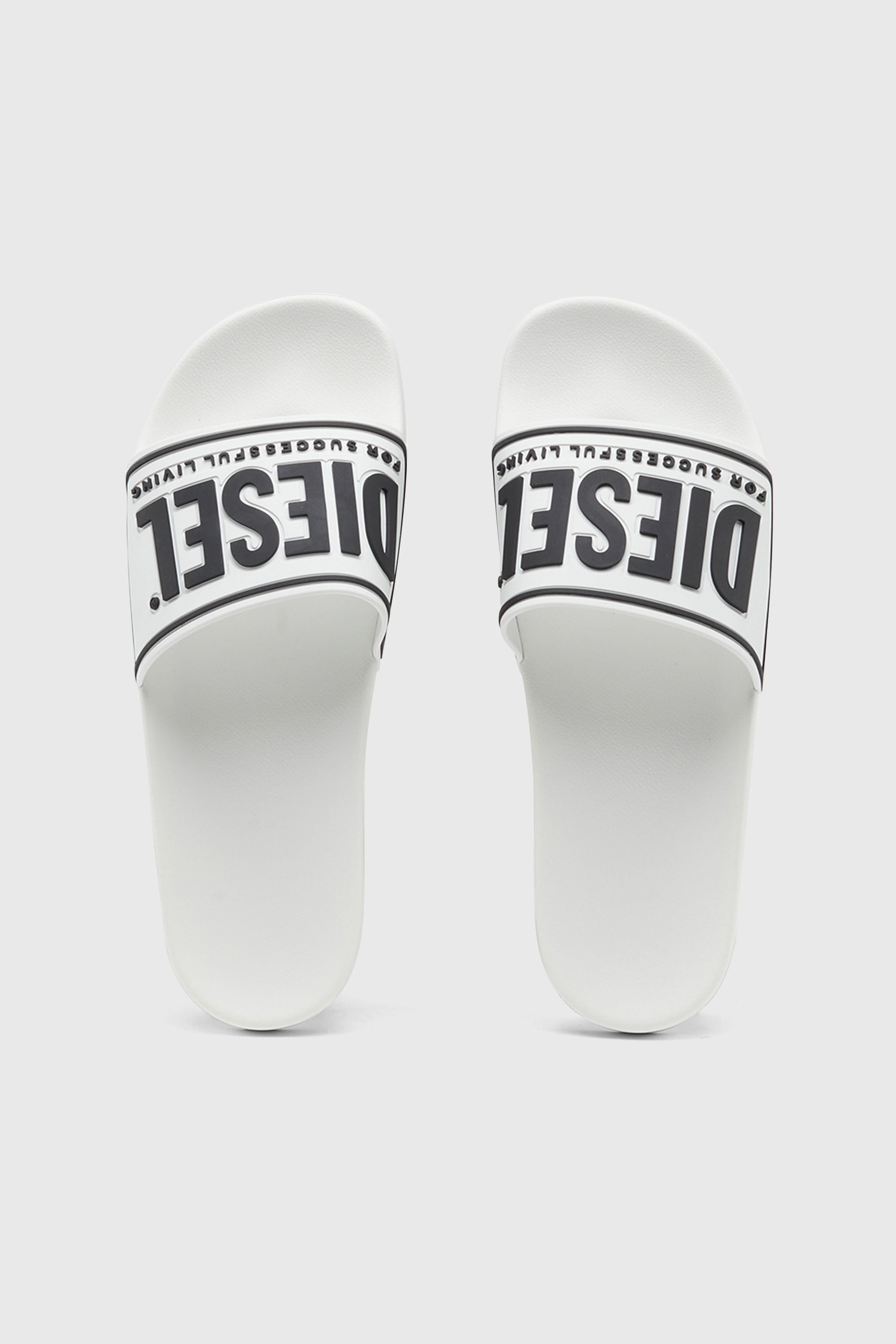 Diesel - SA-MAYEMI CC, Man's Sa-Mayemi-Pool slides with 3D logo in White/Black - 4