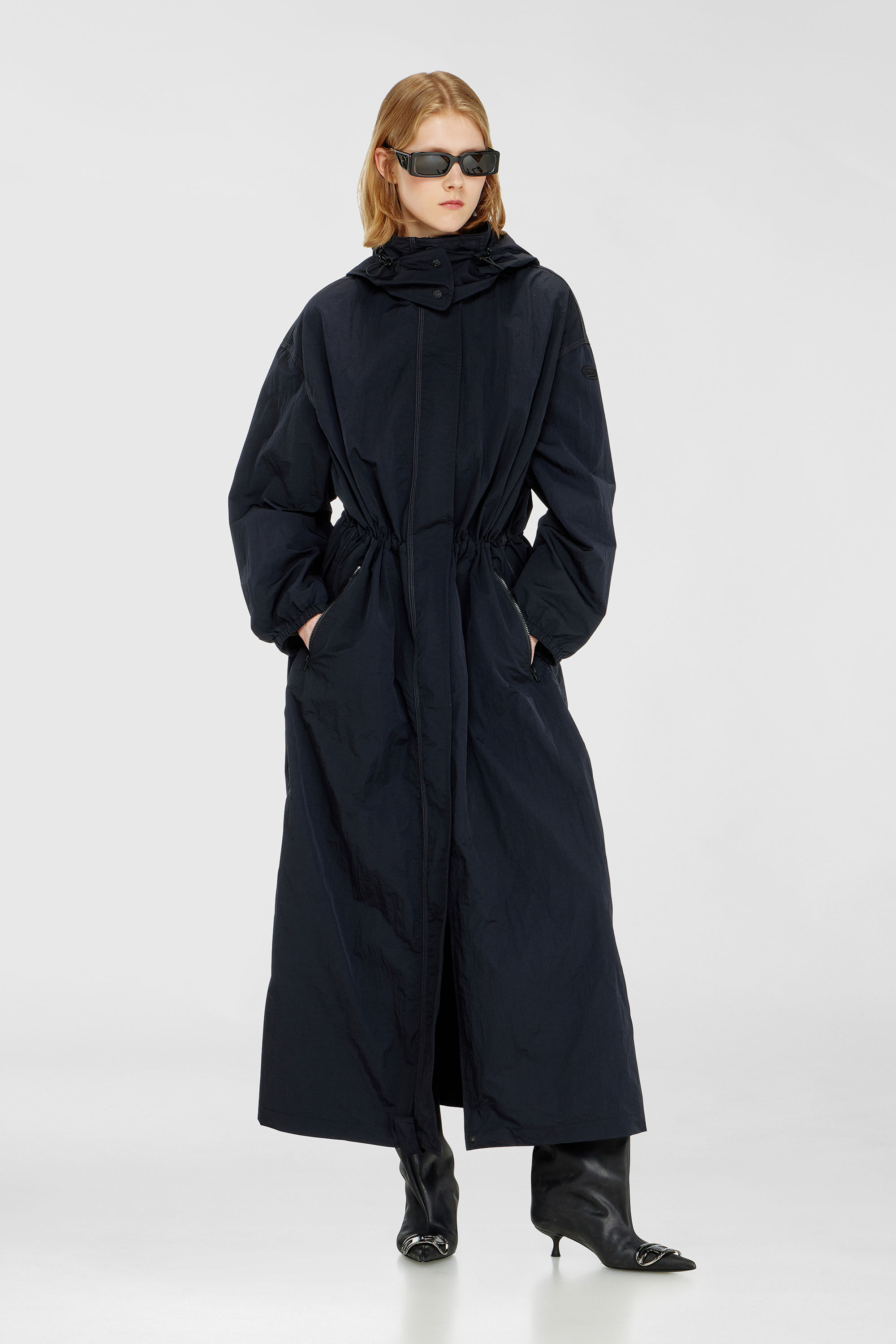 Diesel - G-ASTER-T1, Trench in nylon con cappuccio rimovibile Donna in Blu - 1