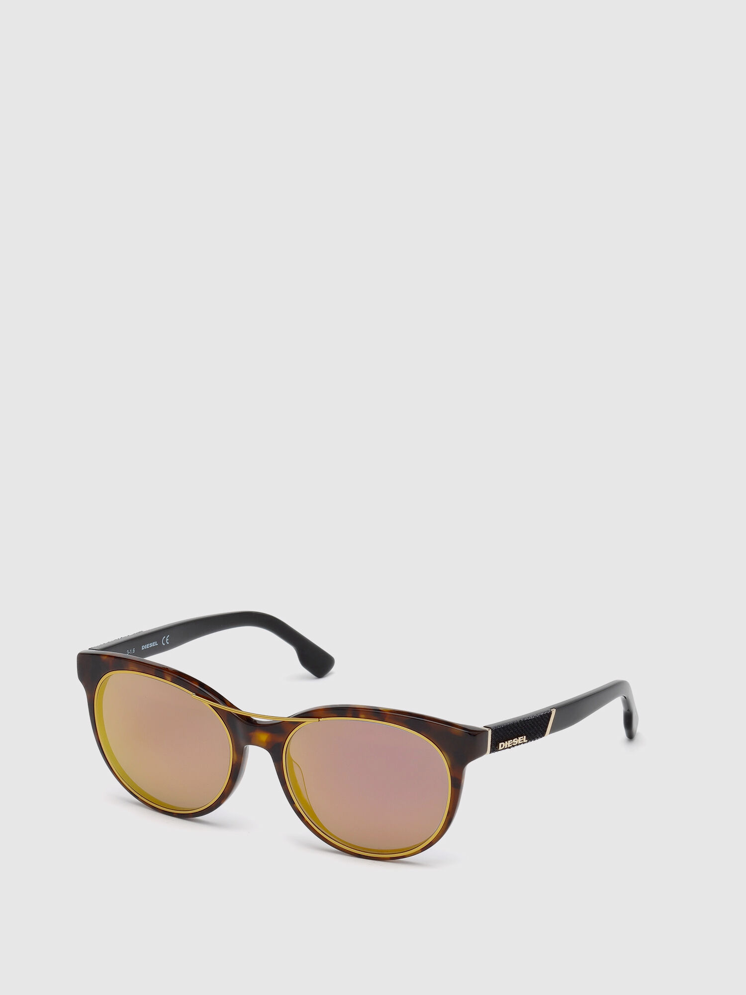 Diesel - DL0213, Damen Sonnenbrille mit Denim- und Metalldetails in Braun - 4