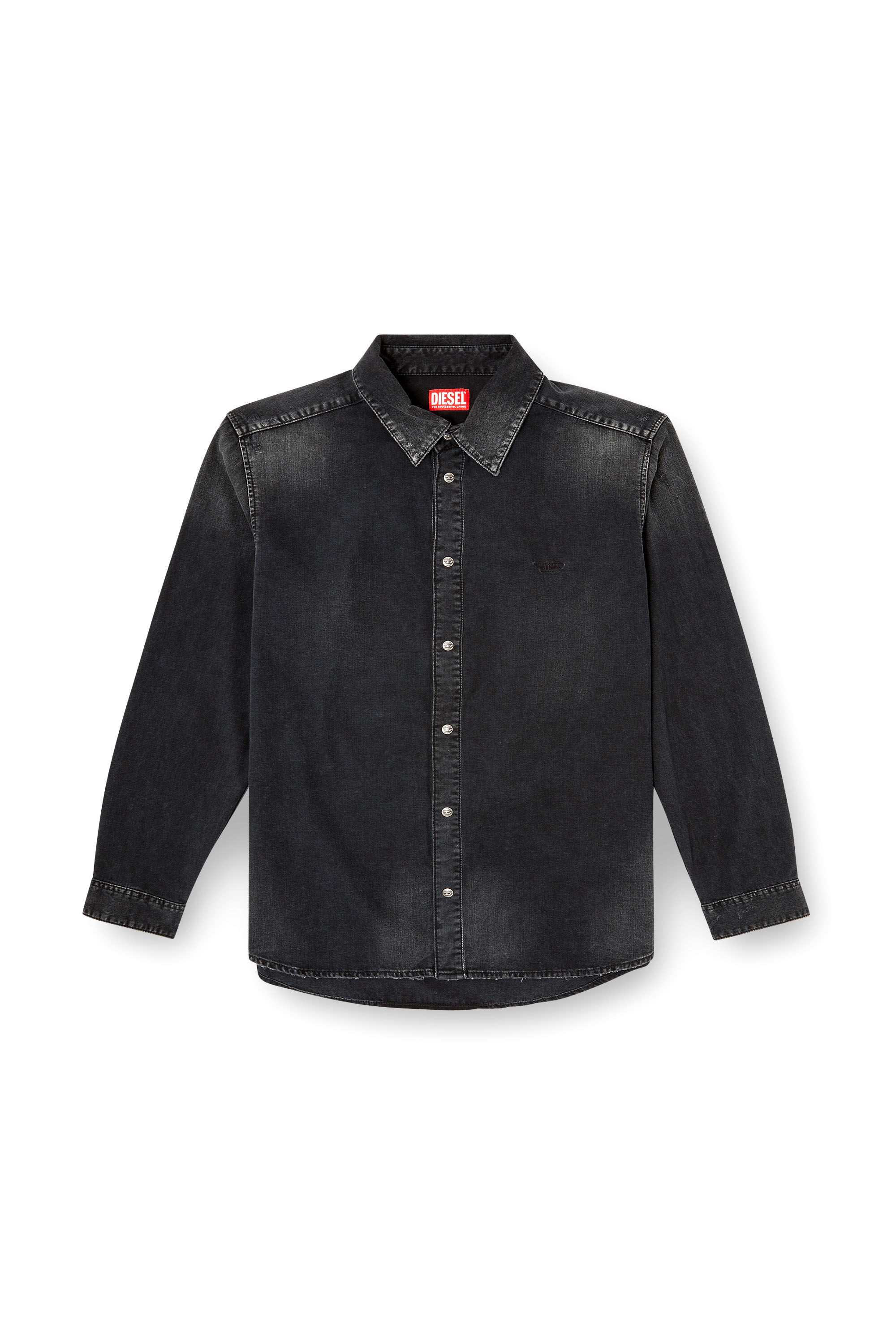 Diesel - D-SIMPLY, Herren Lang&auml;rmeliges Denimhemd in Schwarz - 2