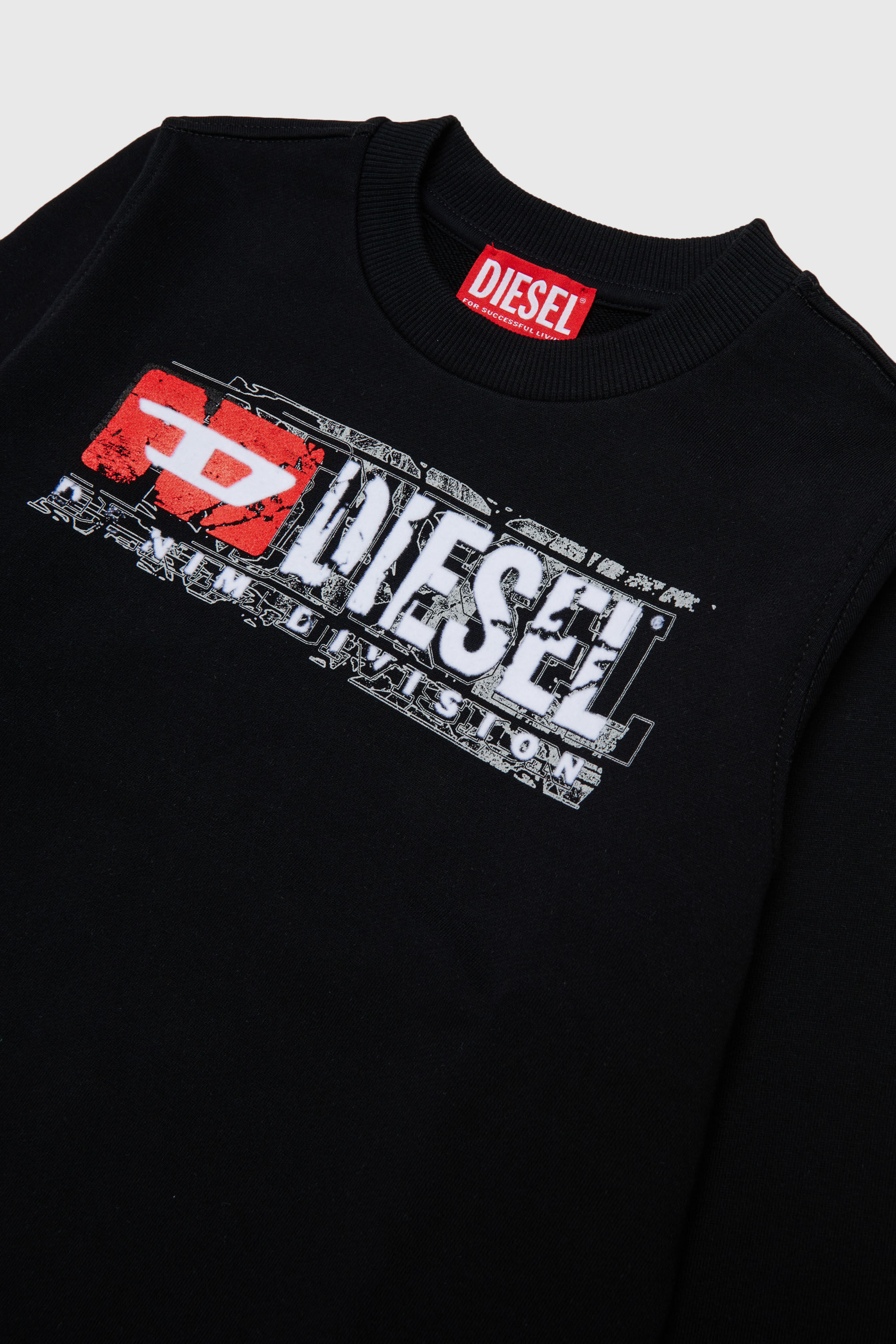 Diesel - SLOMIX, Felpa con logo effetto distressed Uomo in Nero - 3