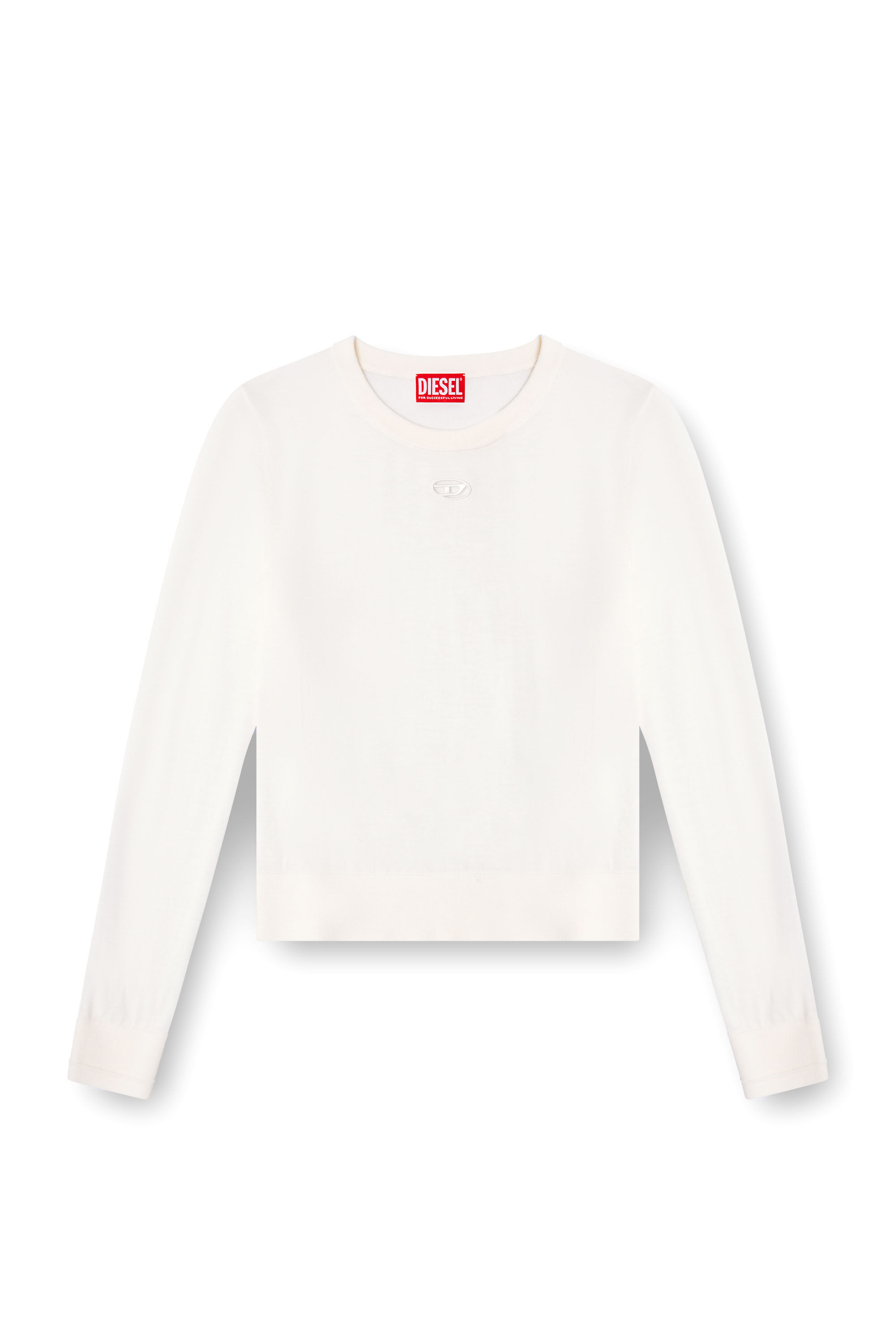 Diesel - M-ALINESA, Pull en laine avec logo cut-out Femme in Blanc - 2