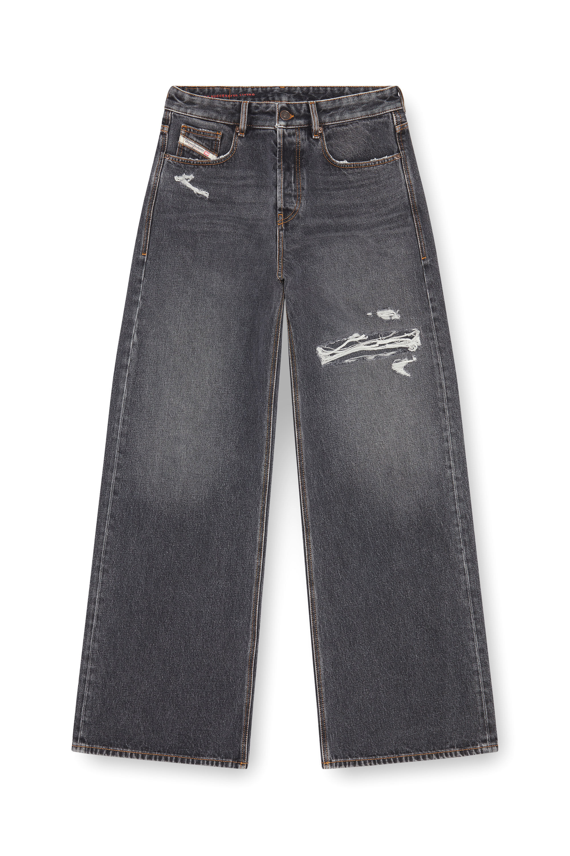 Diesel - Relaxed Jeans D-Rise 007F6 Uomo, Nero/Grigio scuro - Image 2