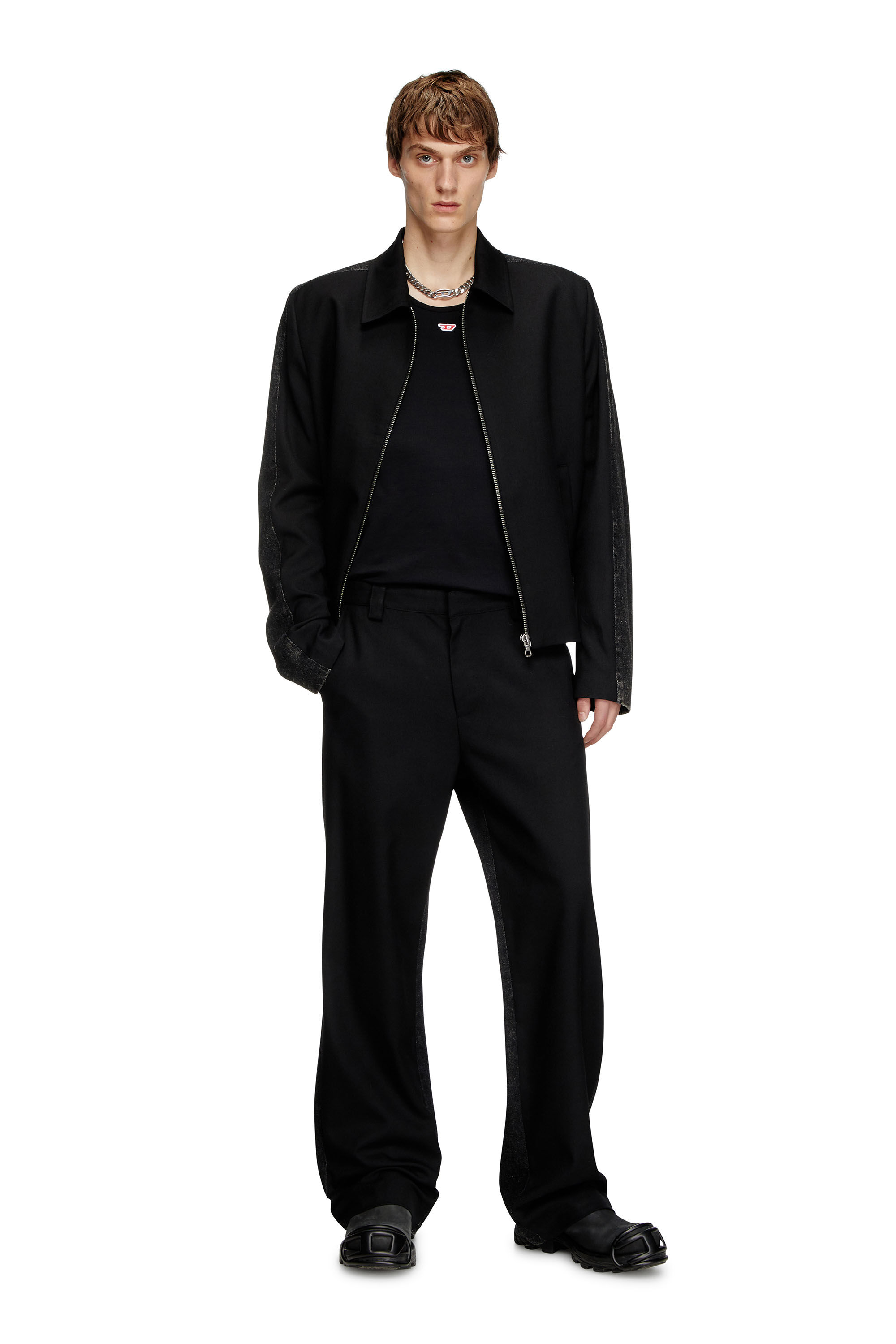 Diesel - P-WIRE-B, Herren Hybride Hose aus Twill und Denim in Schwarz - 1