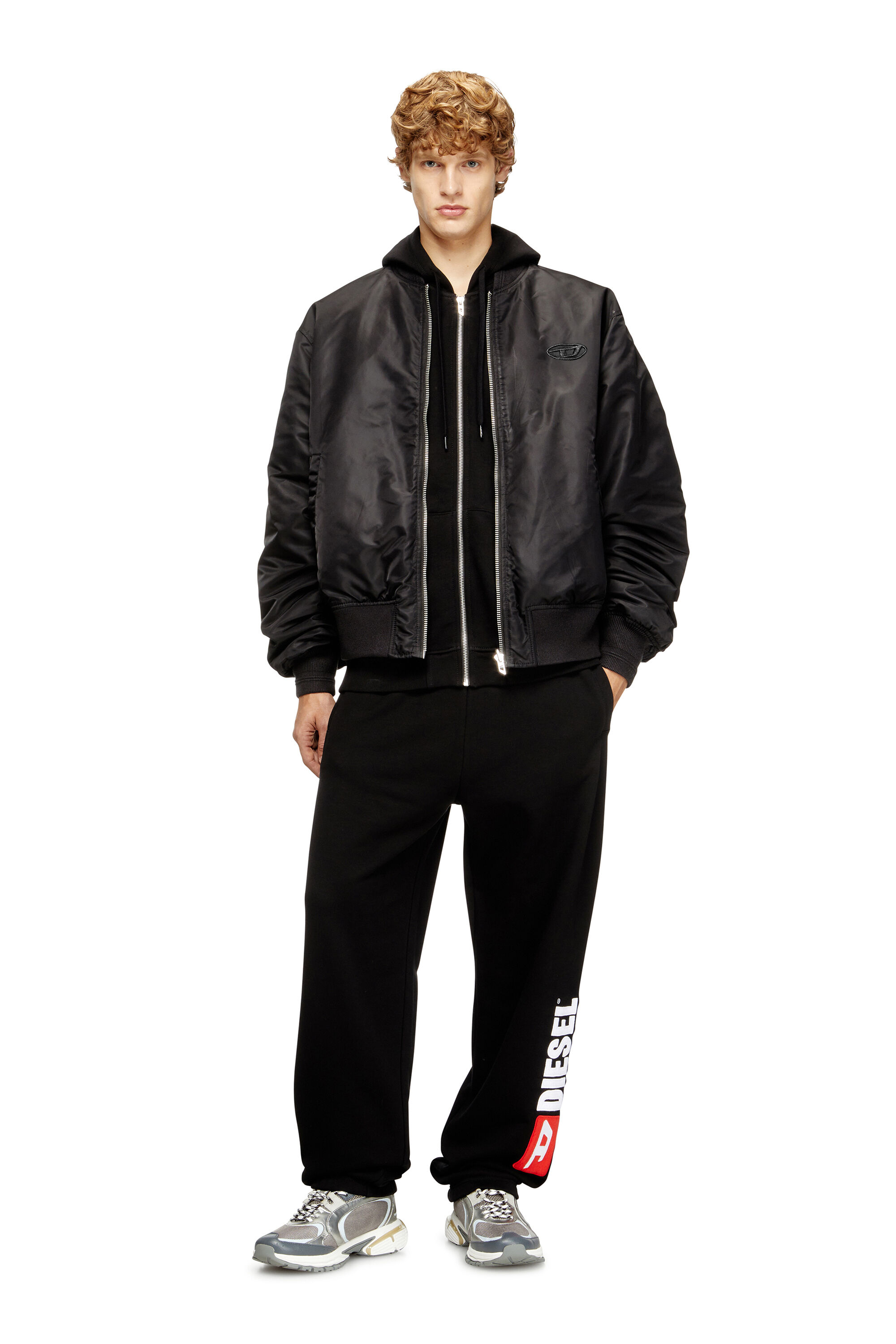 Diesel - W-TYPE-D1, Giacca bomber imbottita con ricamo Oval D Uomo in Nero - 1