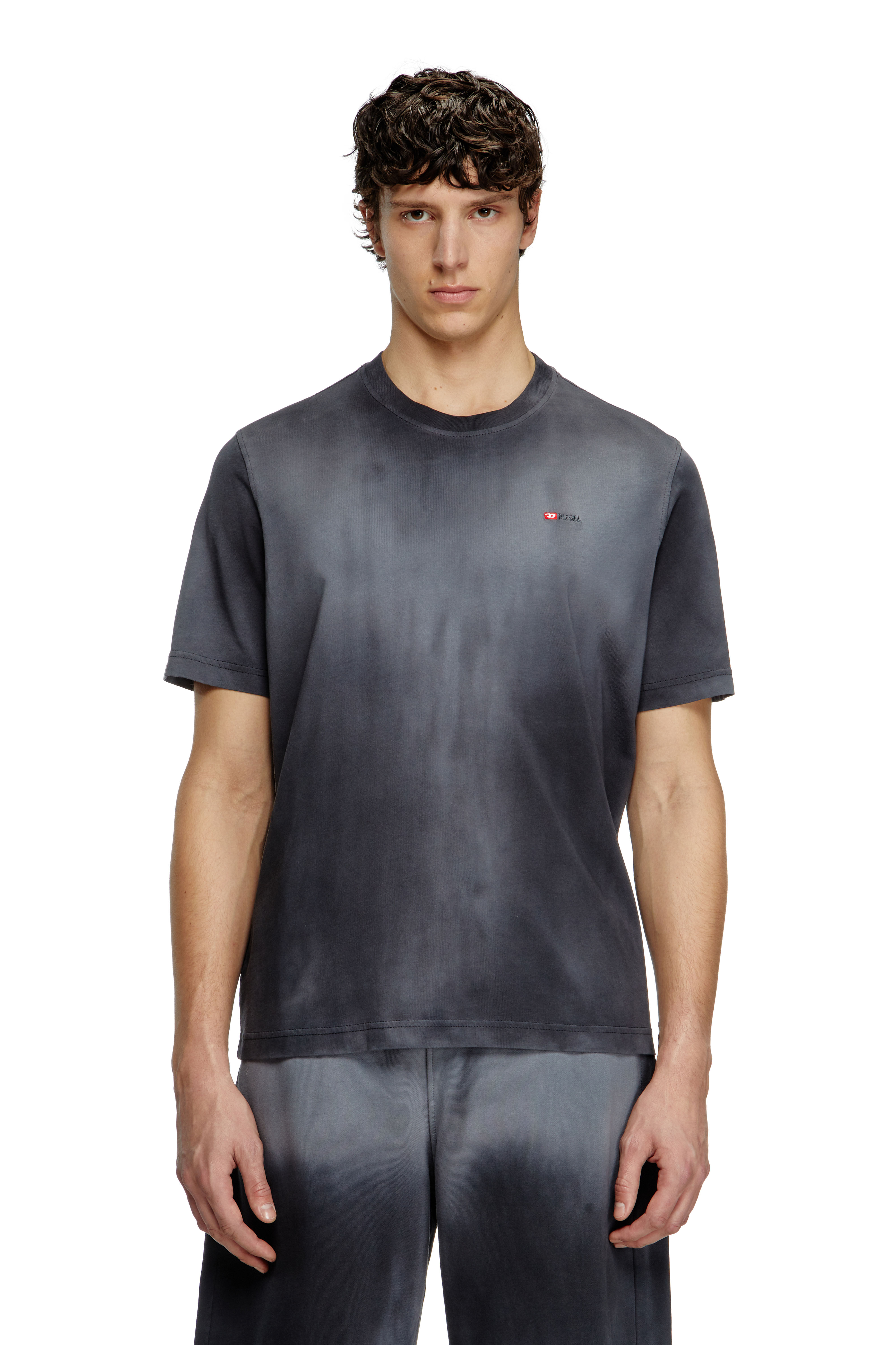 Diesel - T-ADJUST-R15, Herren Verblasstes T-Shirt mit Mikro-Logo-Stickerei in Schwarz - 3