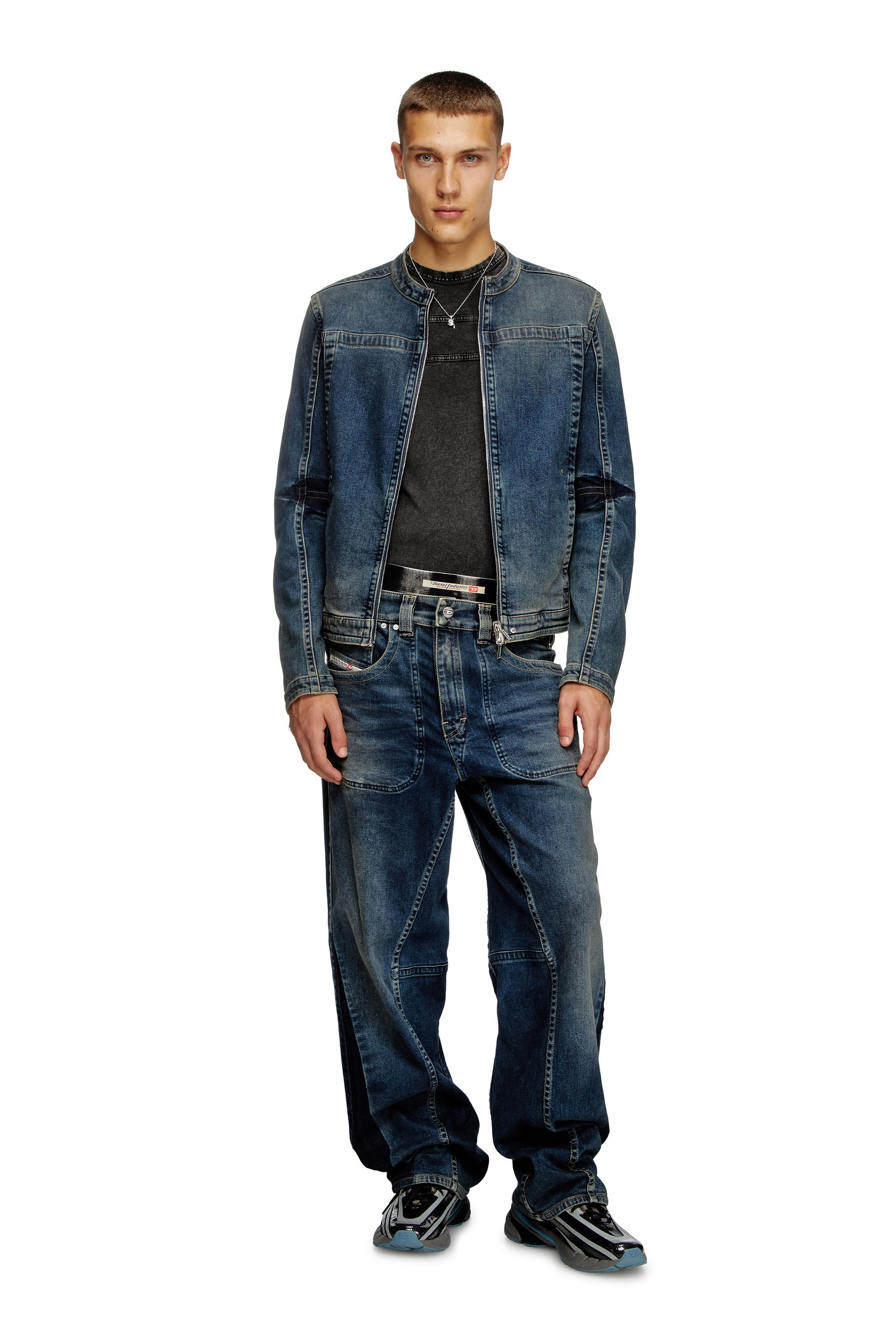 Diesel - D-GLORY-RE, Veste biker en denim Rehab Homme in Bleu - 1
